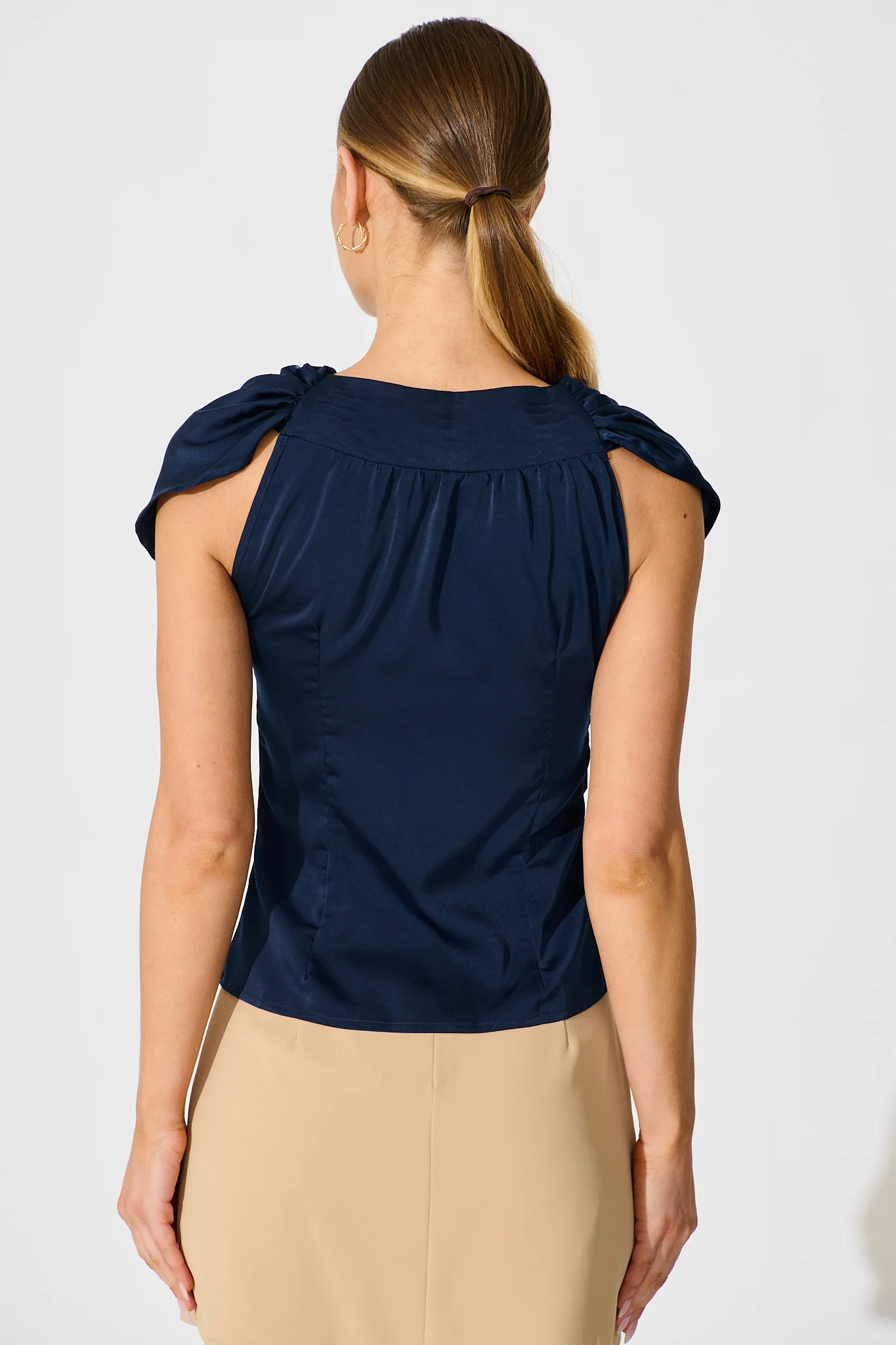 Haven Top in Navy Satin - Image 3