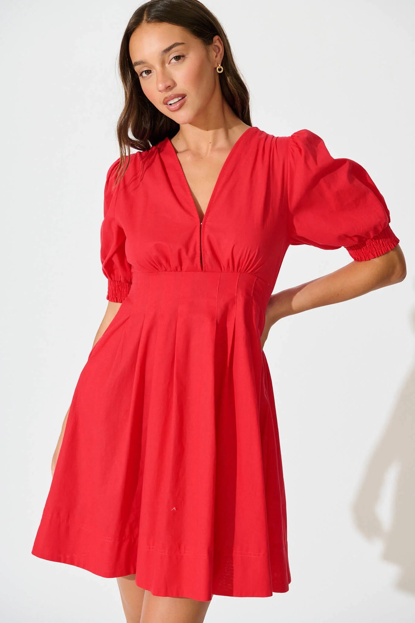 Hazel Dress in Red Cotton - Image 2