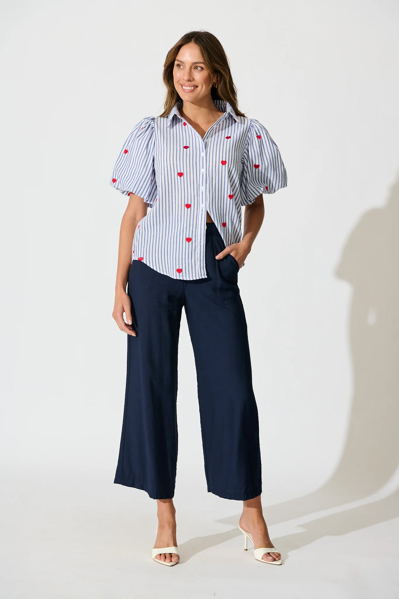 Heart & Thread Shirt in Blue Stripe and Heart Embroidered - Image 5
