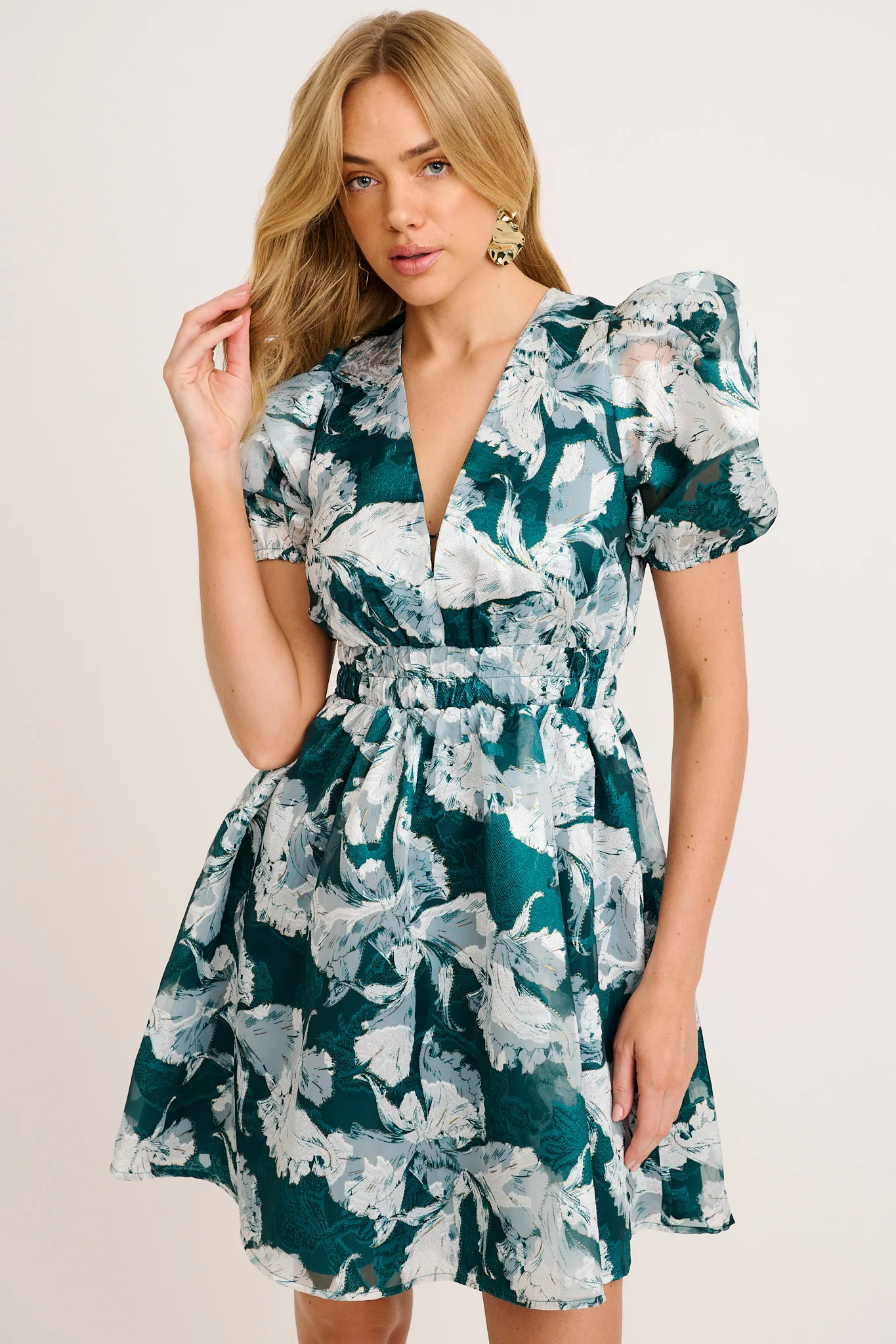 Heartstruck Dress in Emerald Floral Organza - Image 5