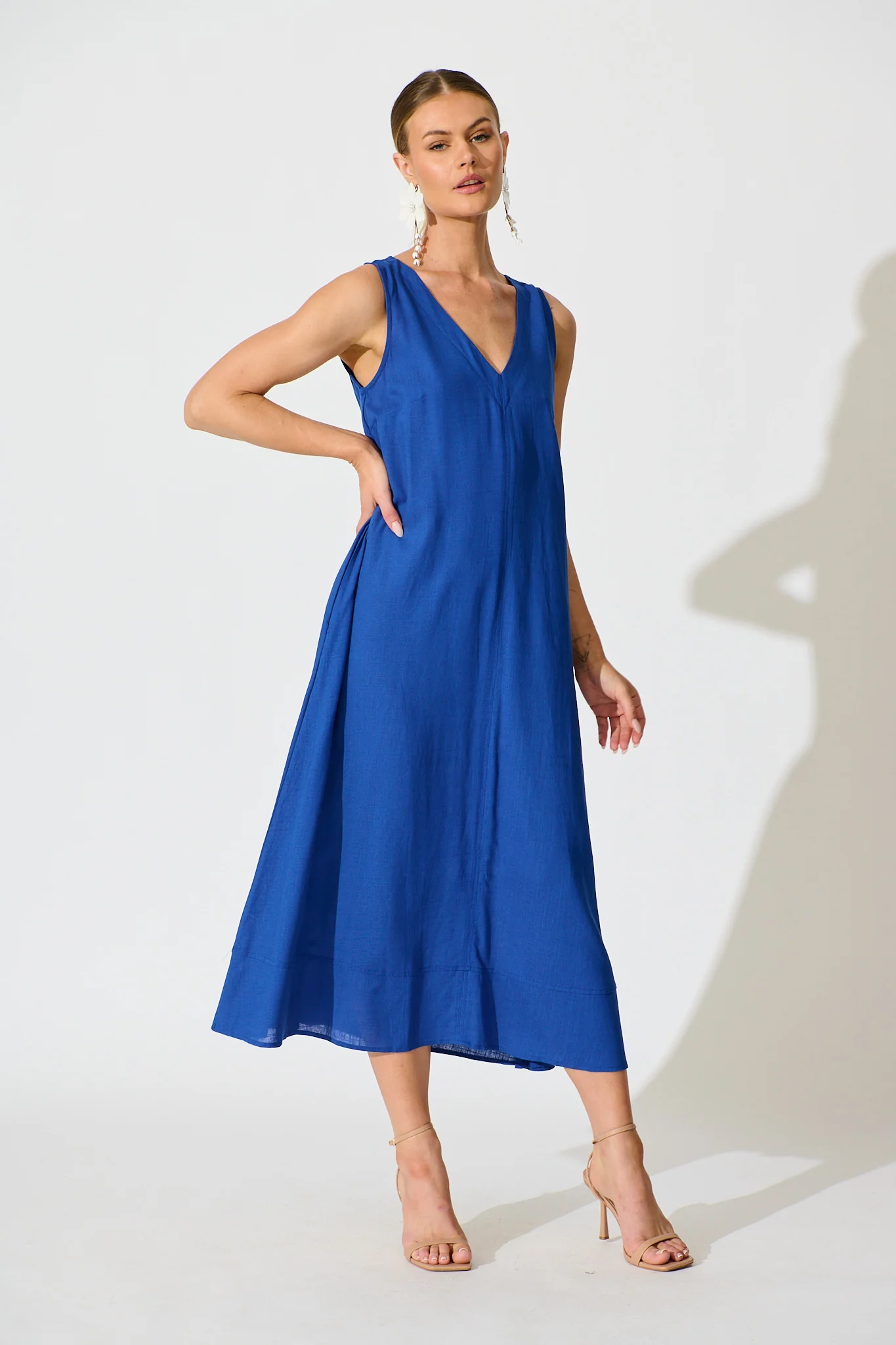 Heatwave Maxi Dress in Cobalt Linen Blend