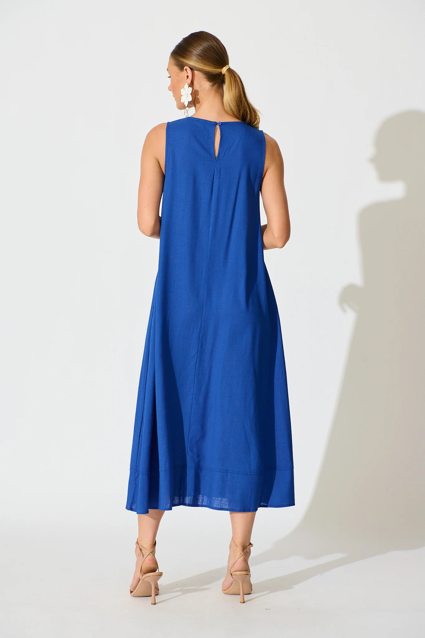 Heatwave Maxi Dress in Cobalt Linen Blend - Image 4