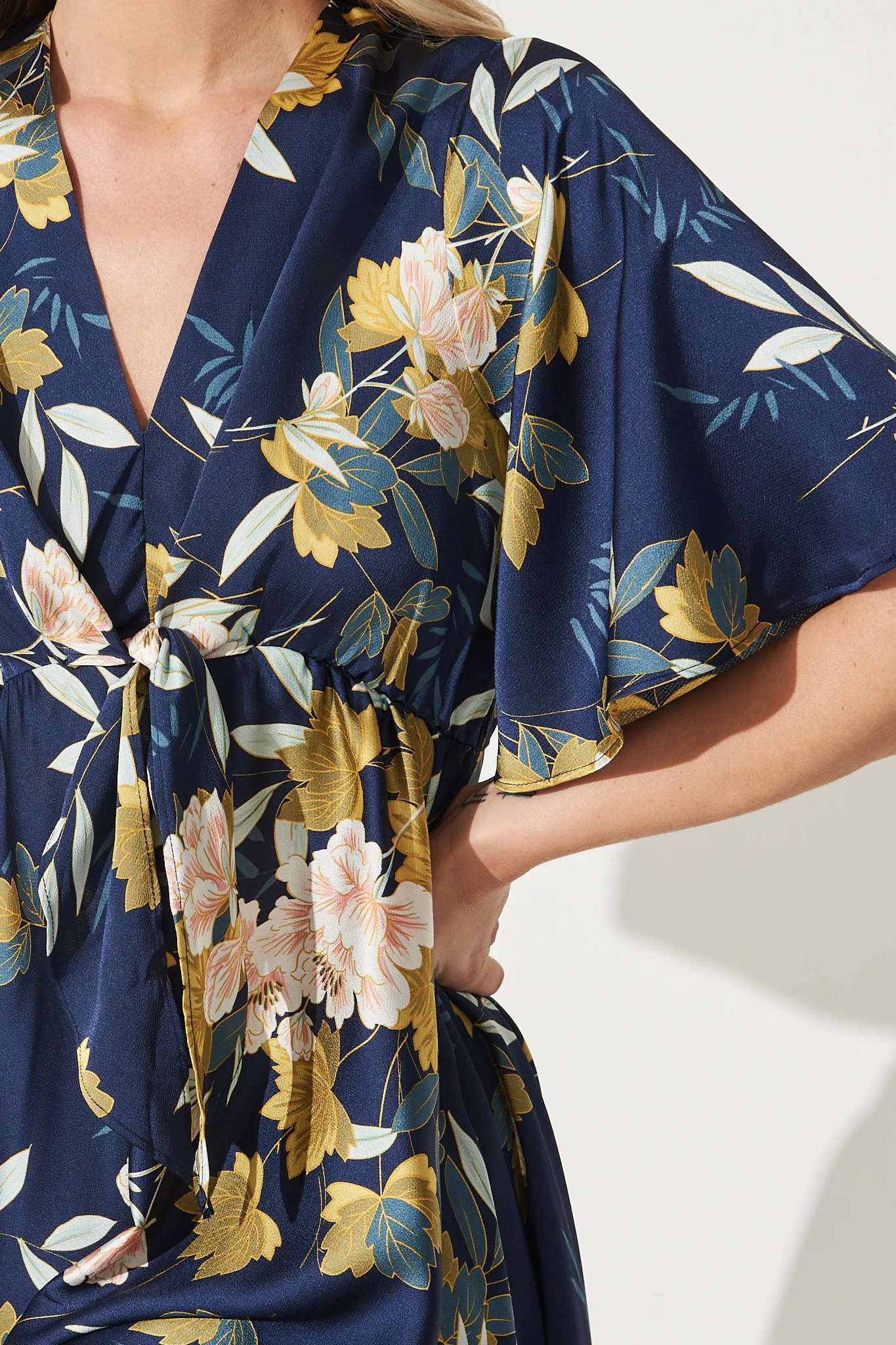 Helsinki Dress In Navy Floral Satin - Image 10