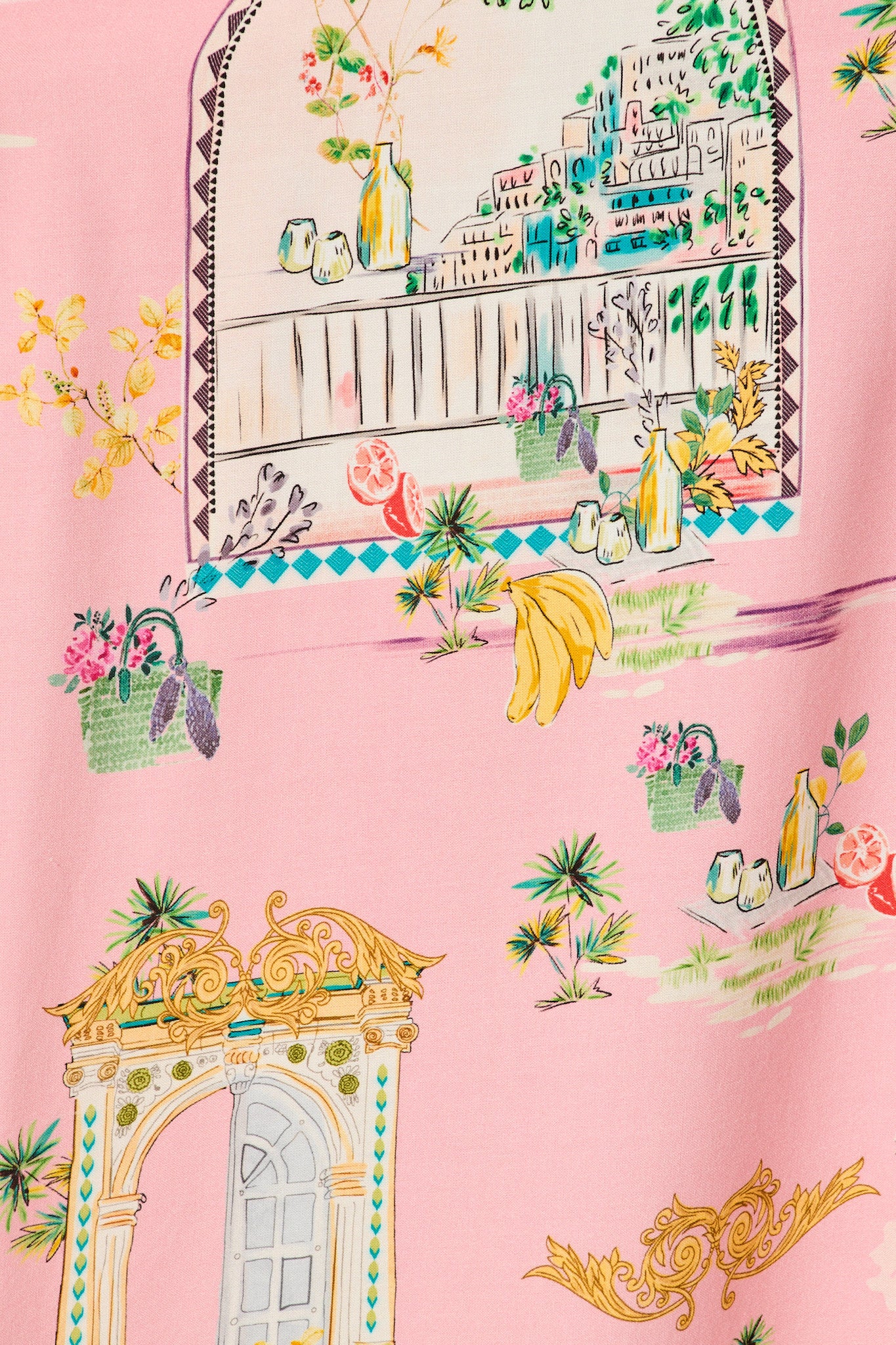 Henley Midi Shirt Dress in Pink Multi Print - Image 6