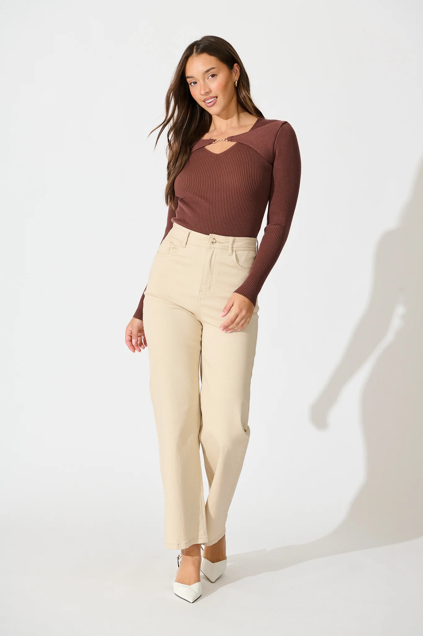 High Drama Knit Bodysuit in Chocolate - Image 4