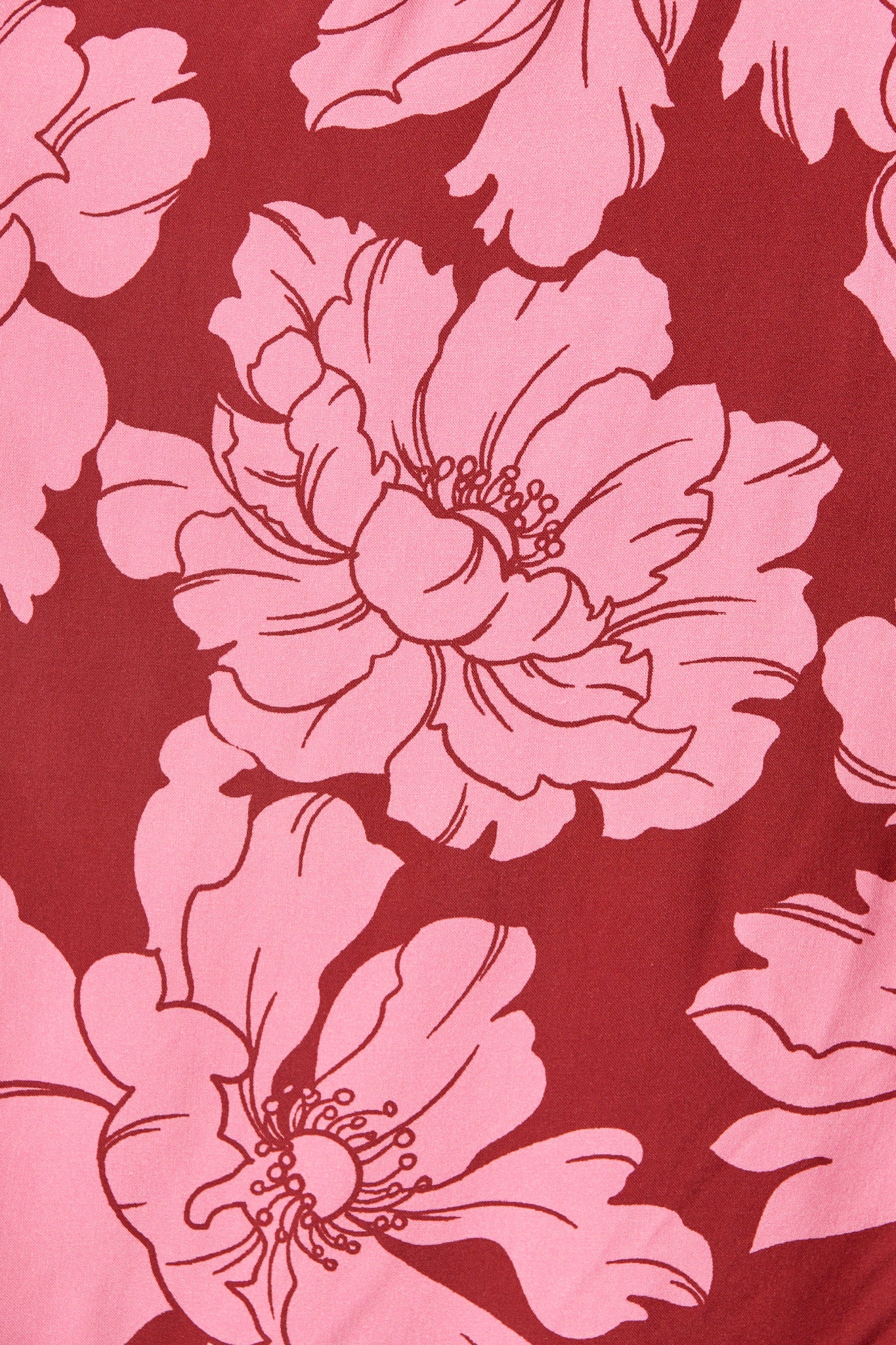 High Tea Midi Shirt Dress in Wine with Pink Floral - Image 9