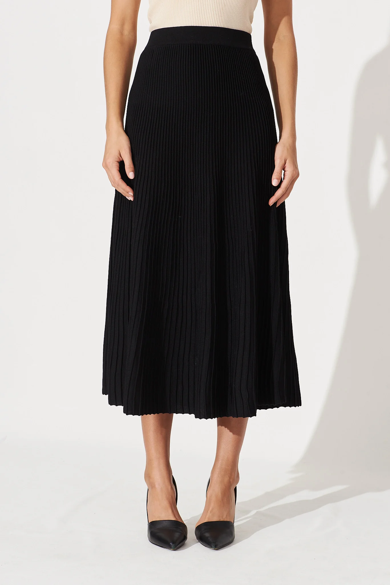 Honeycup Knit Skirt In Black Cotton Blend - Image 2