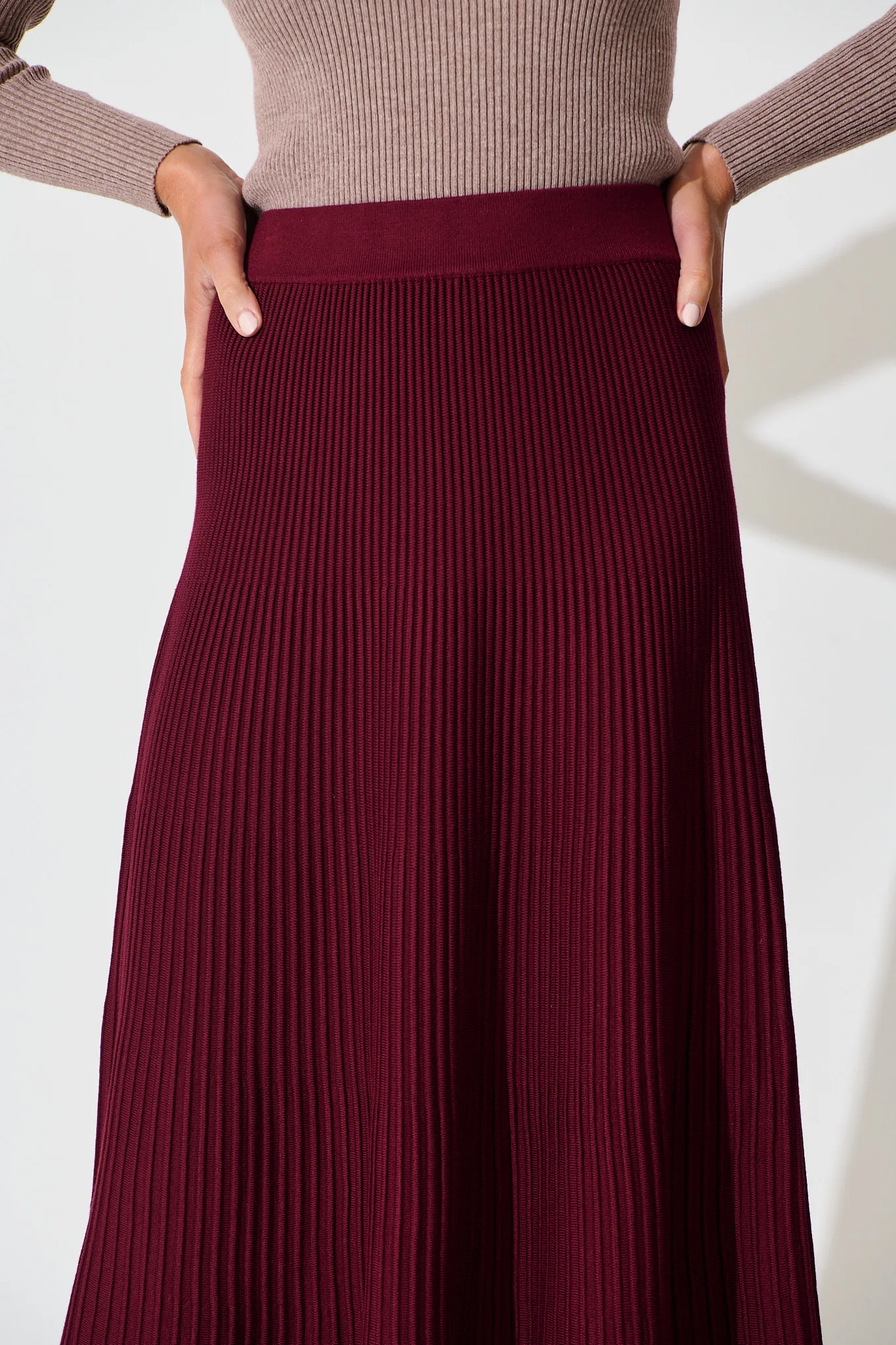 Honeycup Knit Skirt In Wine Cotton Blend - Image 8