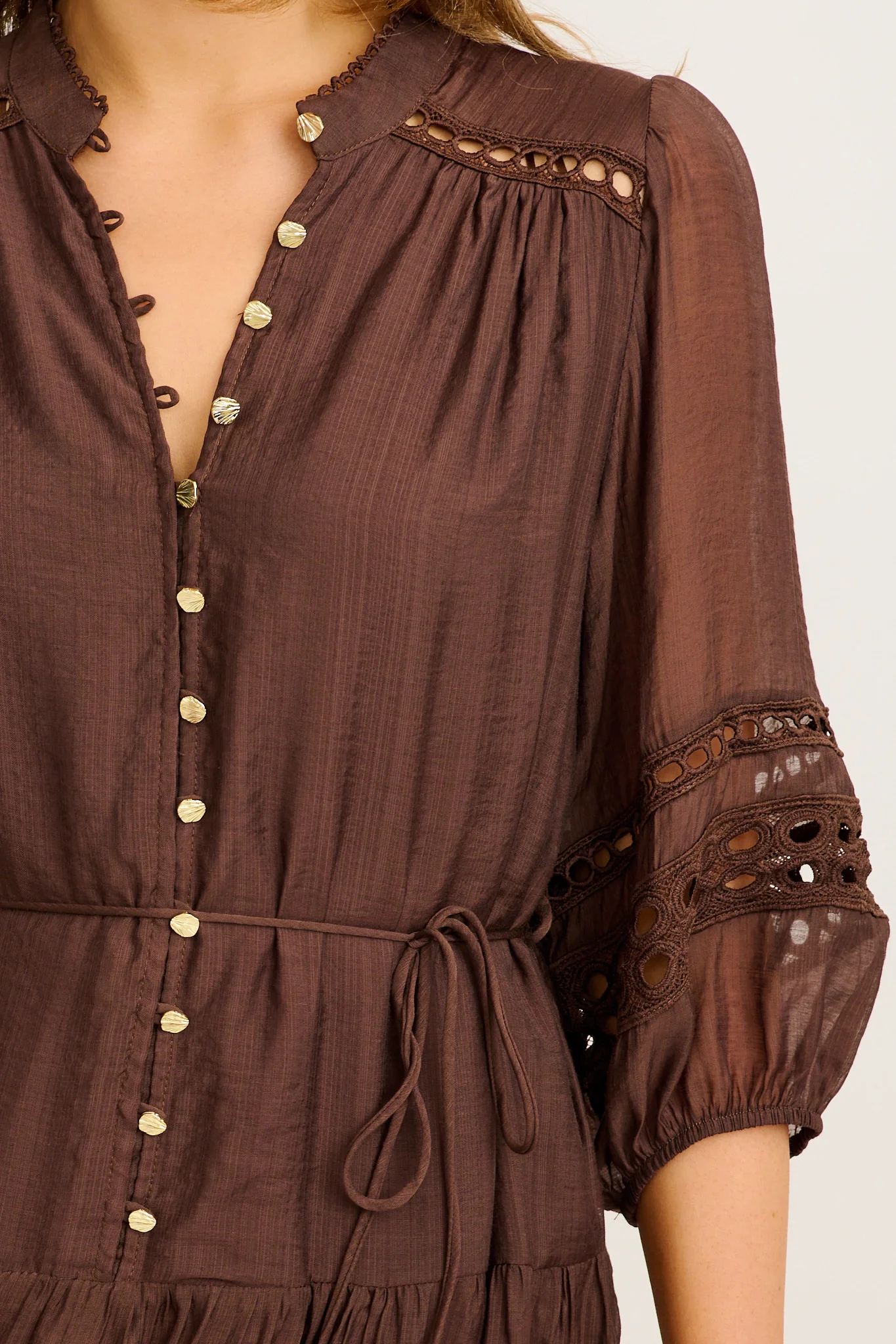 Hyacinth Midi Dress in Chocolate - Image 10
