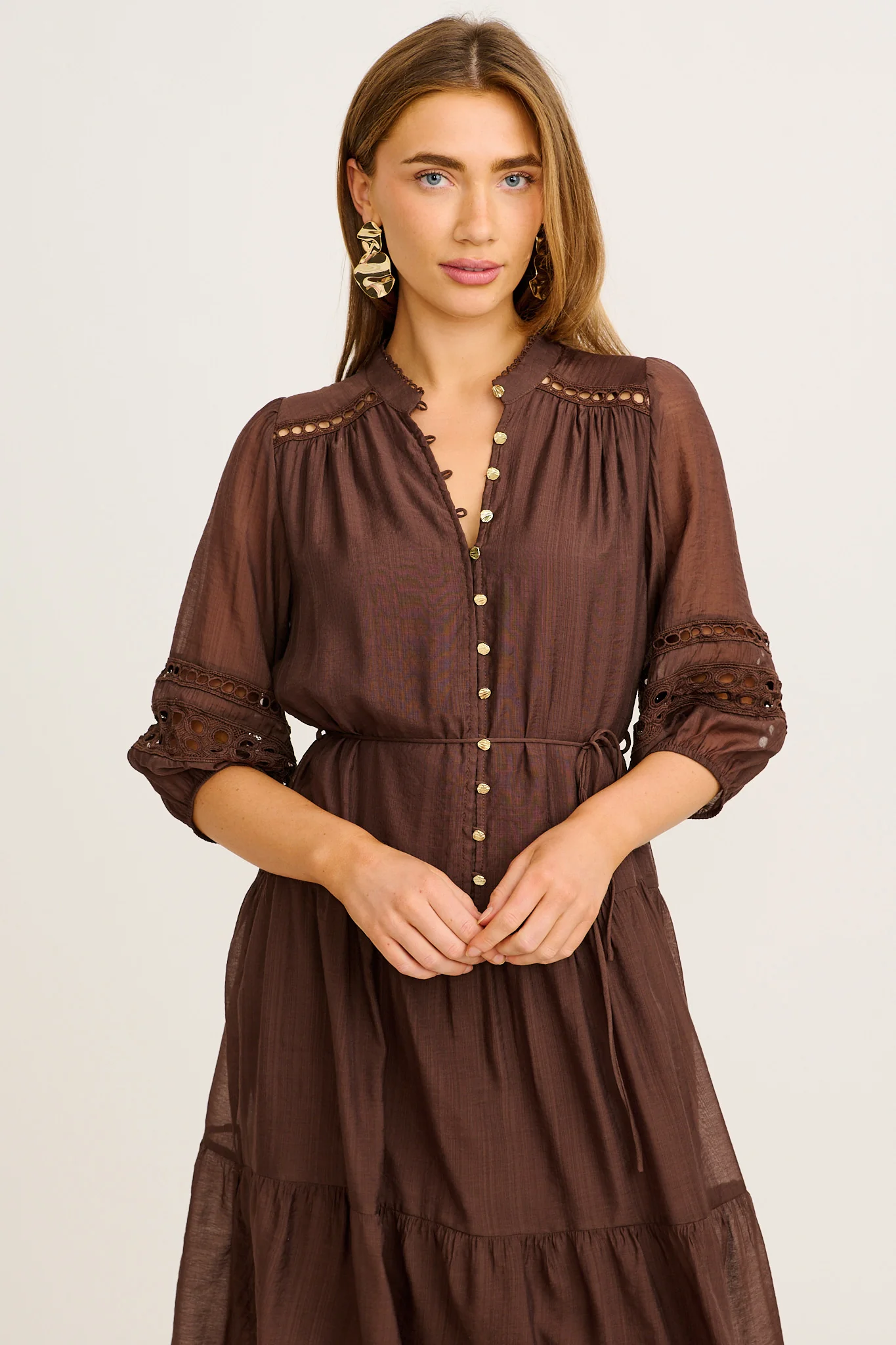 Hyacinth Midi Dress in Chocolate - Image 7