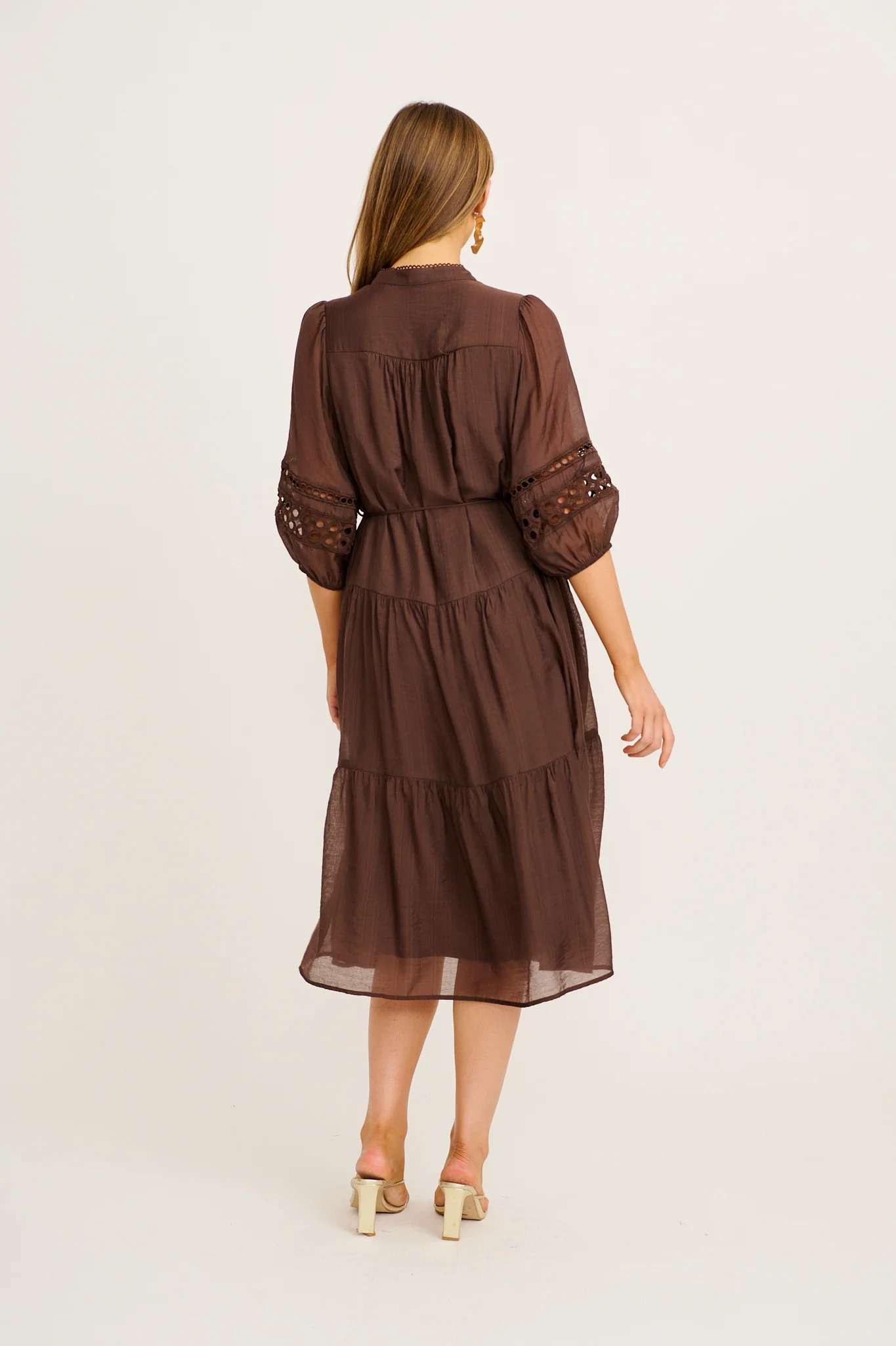Hyacinth Midi Dress in Chocolate - Image 9