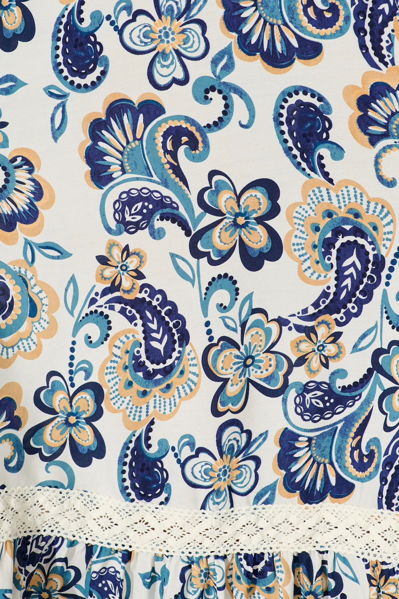 Ilysssa Maxi Dress in White with Blue Boho Print - Image 6