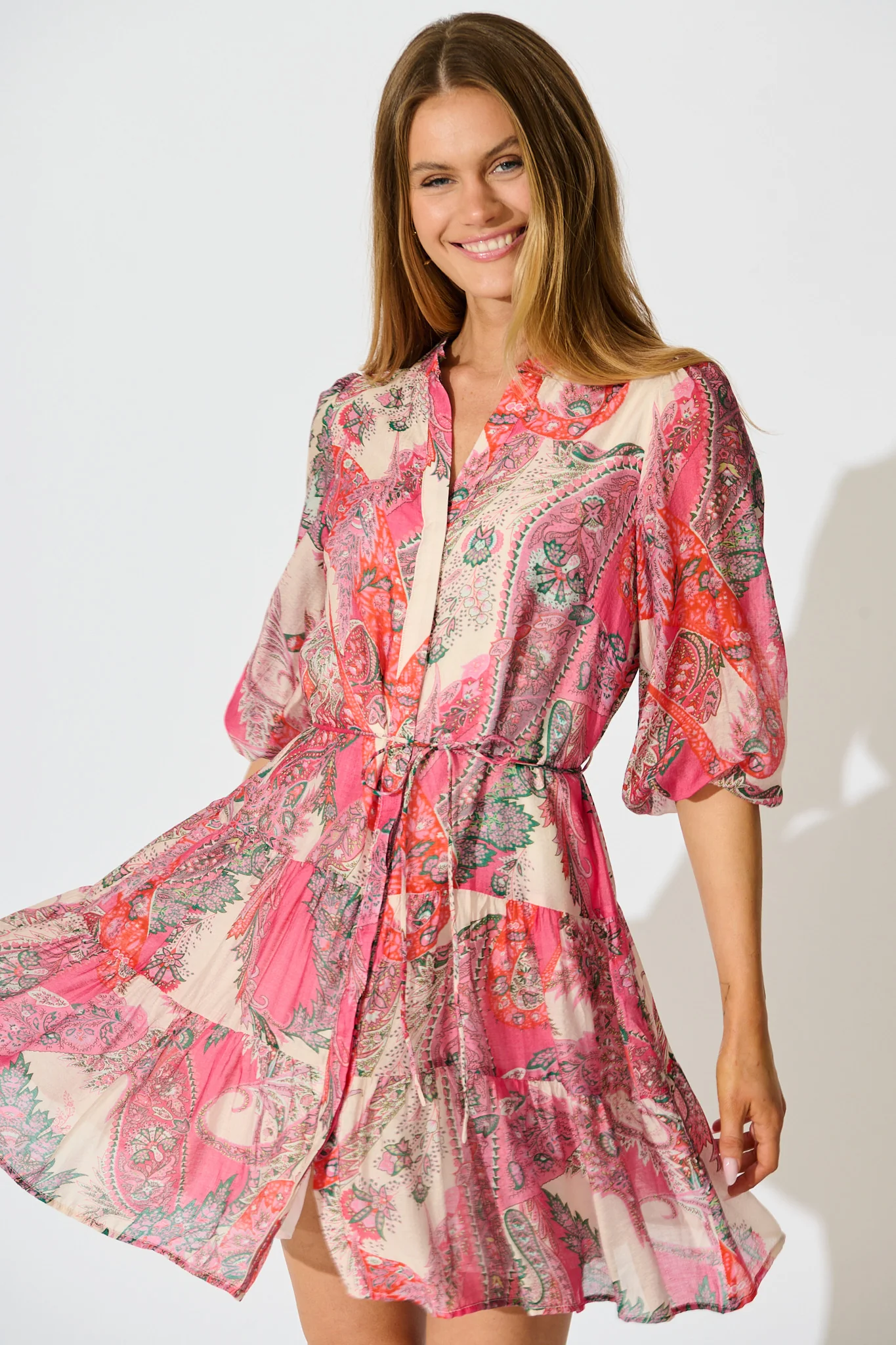Imelda Dress in Multi Pink Print - Image 2
