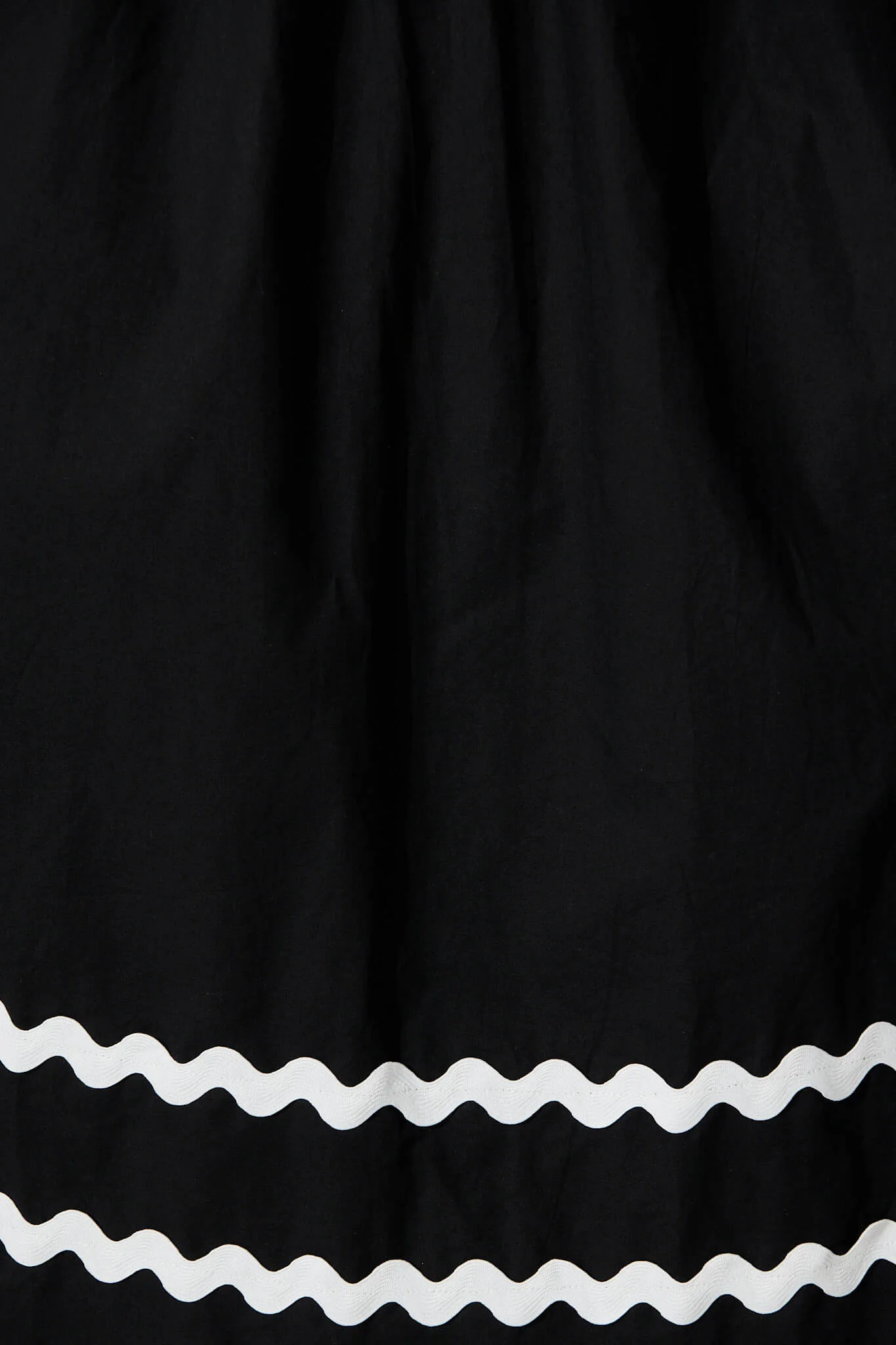 Indi Maxi Dress In Black With White Ric Rac Trim Cotton - Image 6