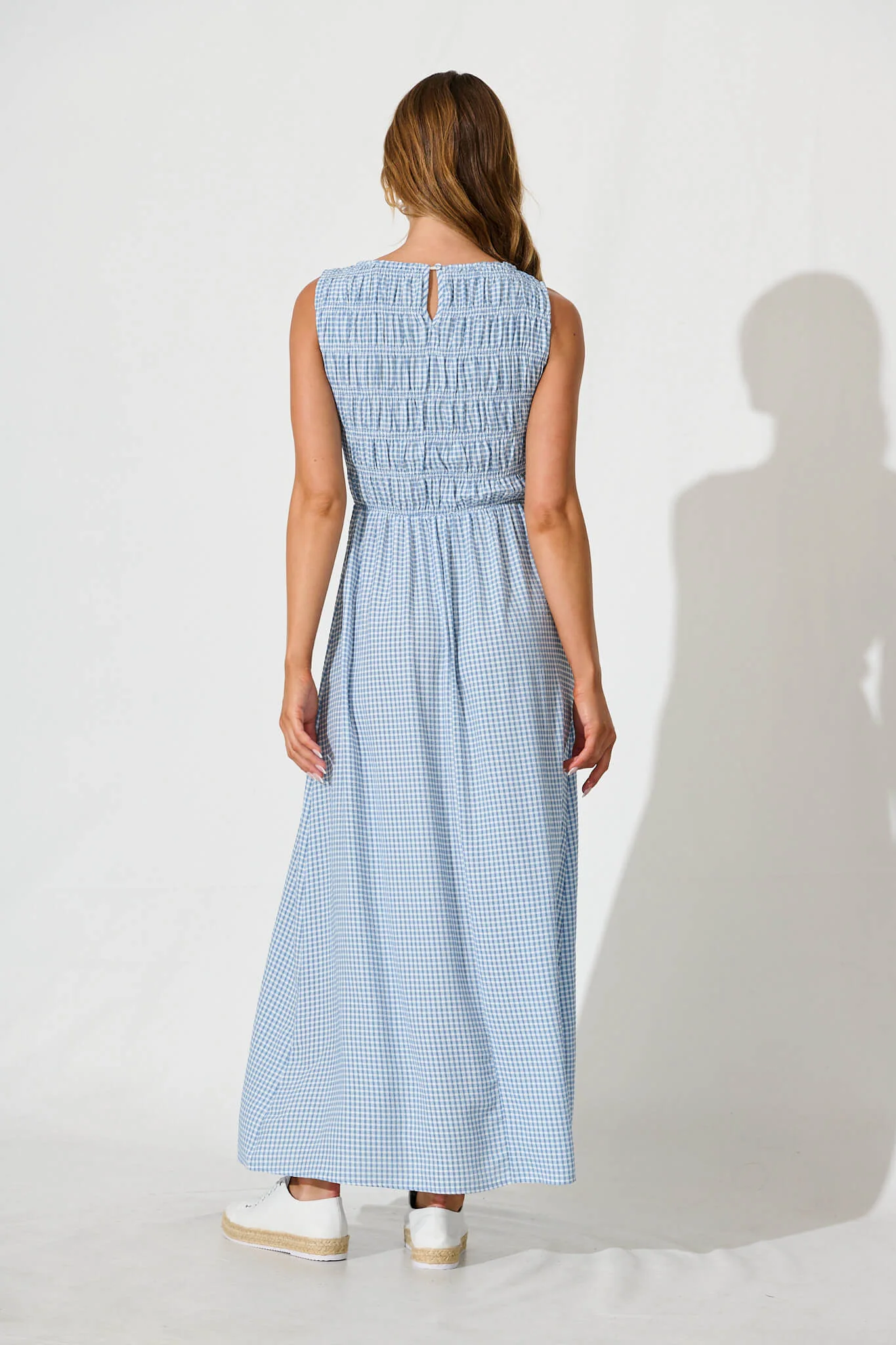 Ionia Maxi Dress in Blue and White Gingham - Image 4