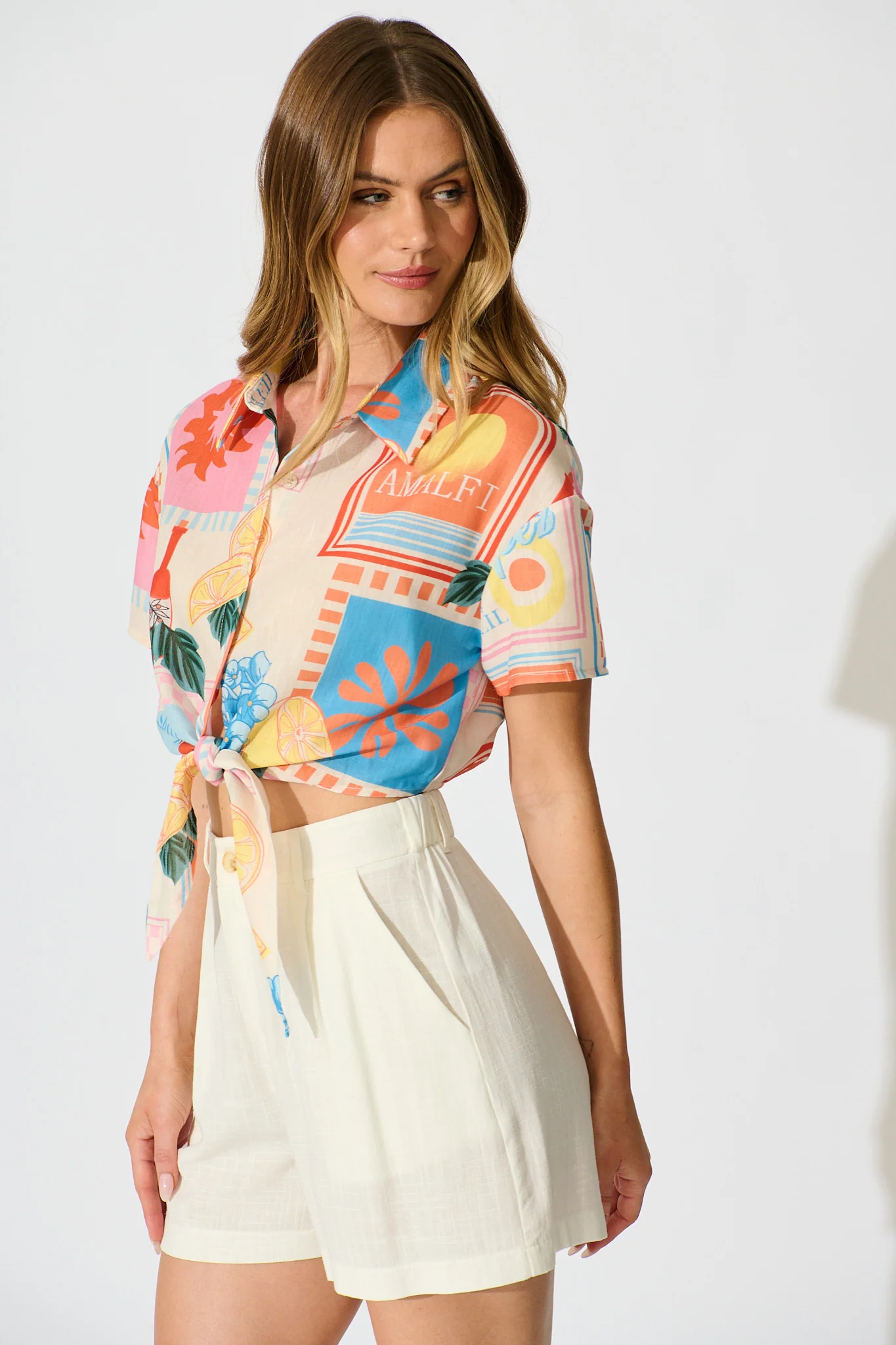 Iridessa Shirt in Multi Patchwork Lemon Print - Image 2