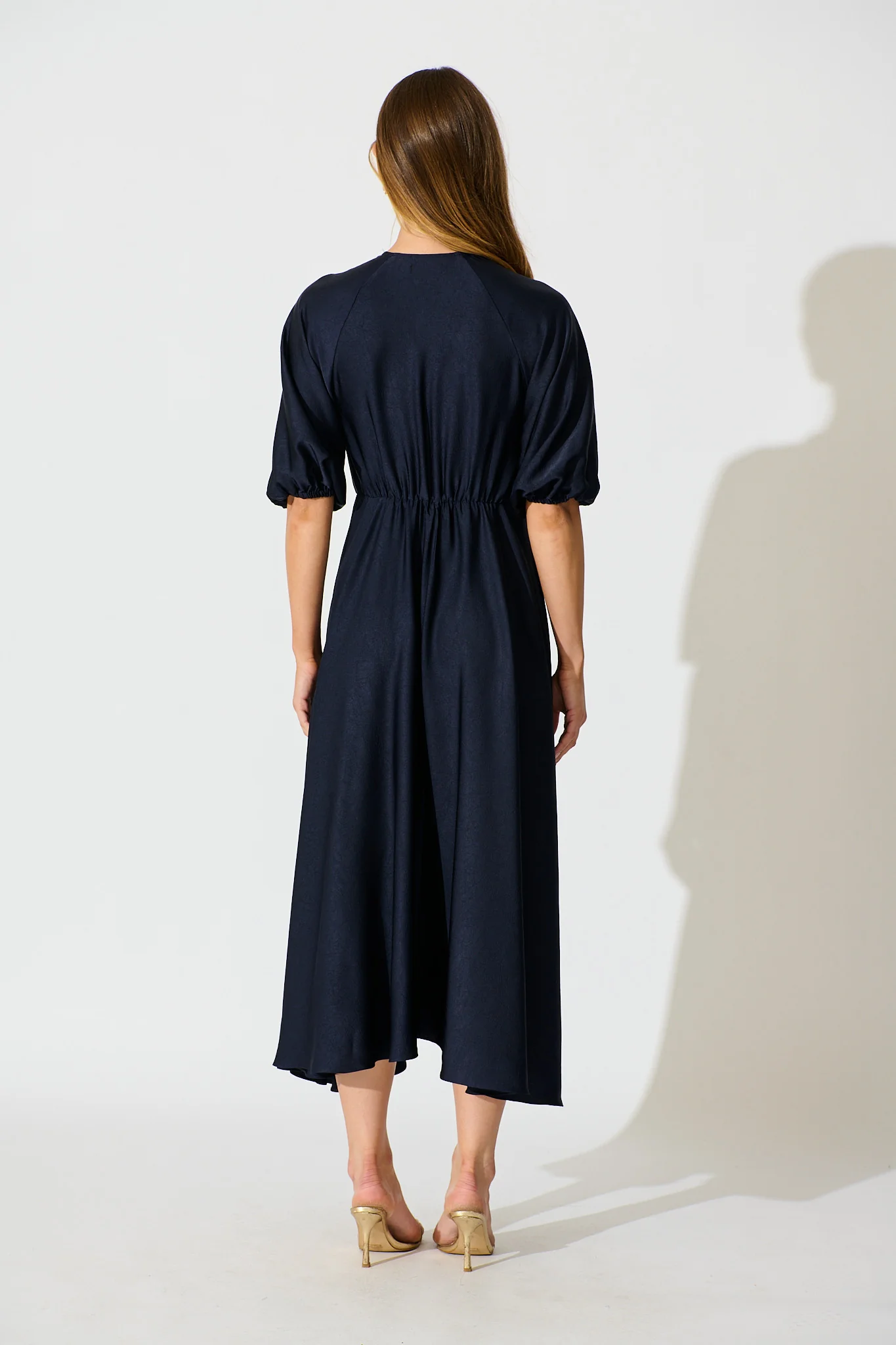 Iris Belle Maxi Dress in Navy Satin - Image 4