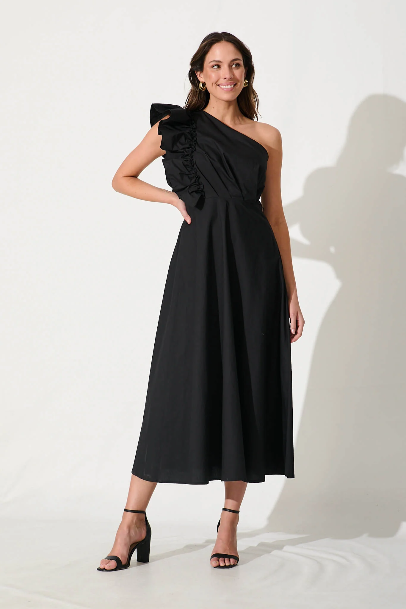 Irisa Maxi Dress in Black Cotton - Image 2