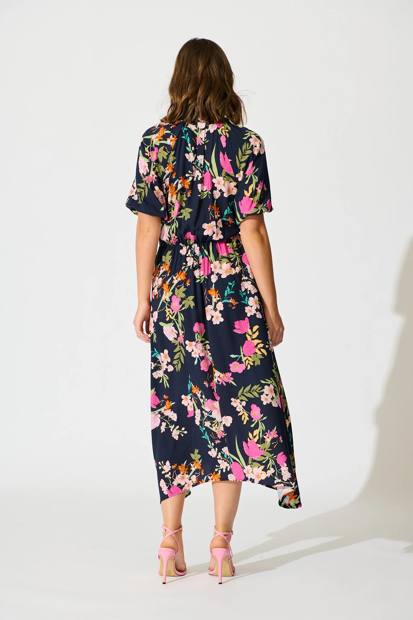 Isla Botanica Midi Shirt Dress in Navy Multi Floral - Image 4