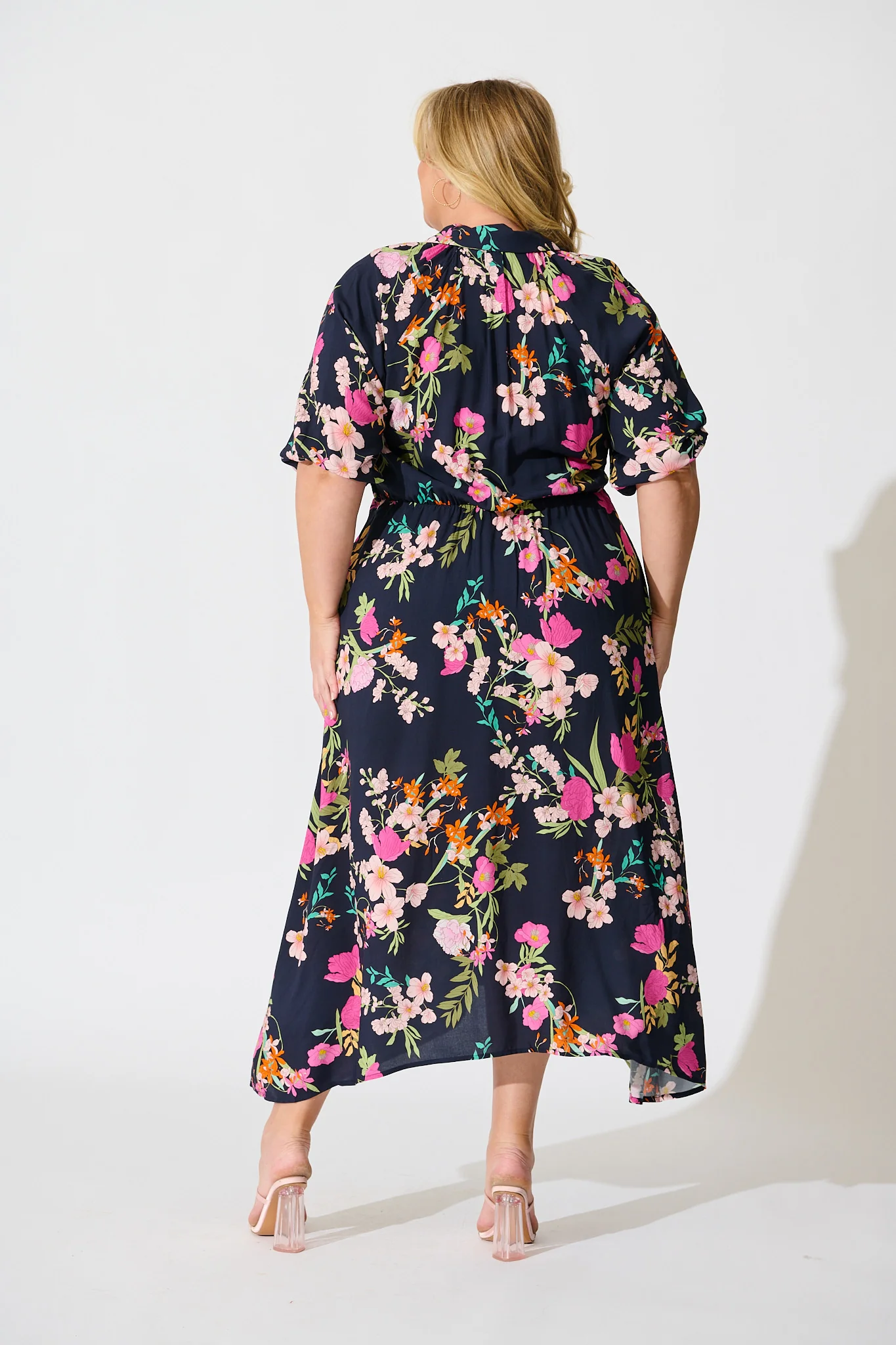 Isla Botanica Midi Shirt Dress in Navy Multi Floral - Image 8