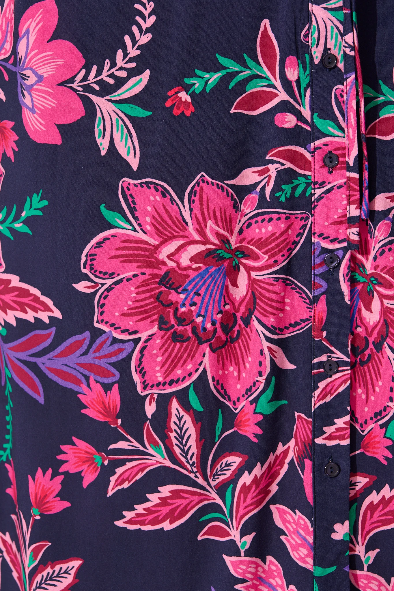 Isla Botanica Midi Shirt Dress in Navy with Pink Floral - Image 9