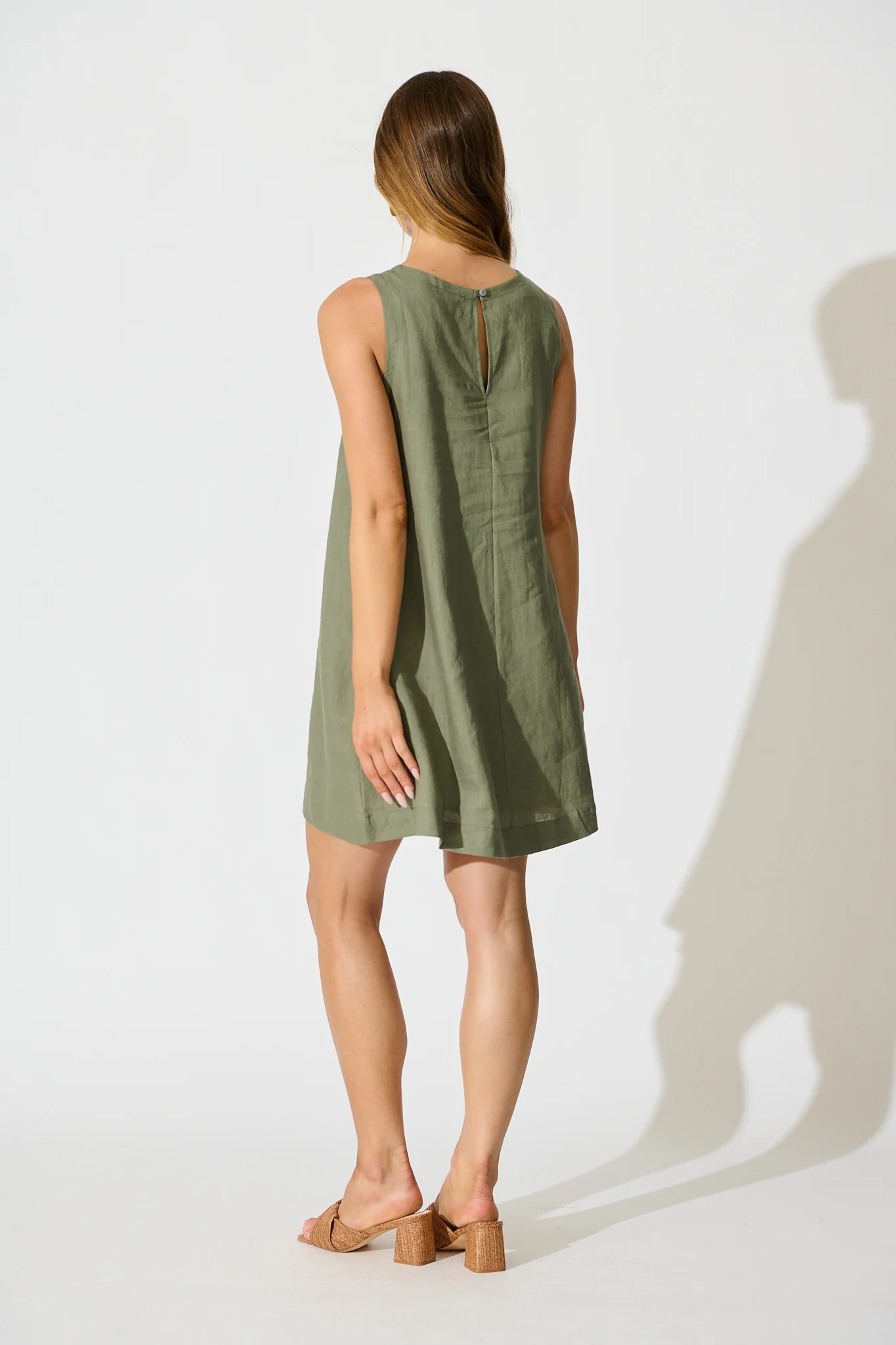 Island Dreamer Dress in Khaki Linen - Image 7