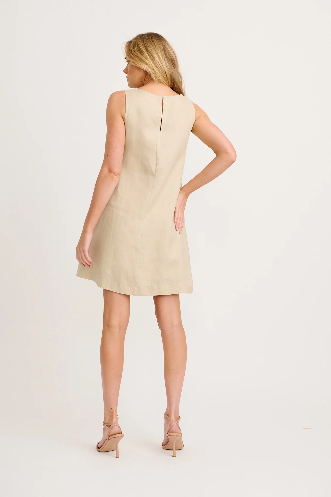 Island Dreamer Dress in Stone Linen - Image 6