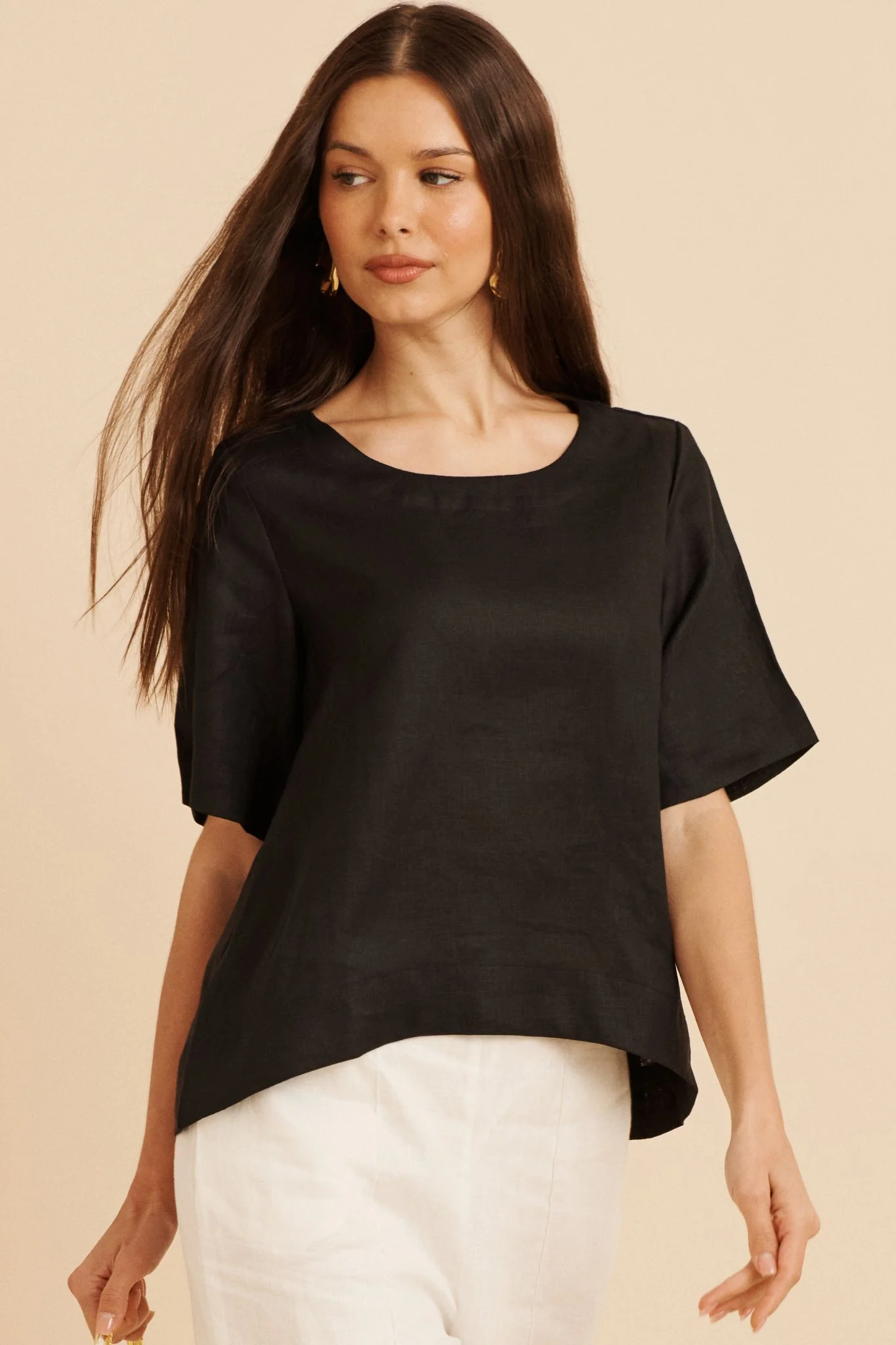 Island Soul Top in Black Linen