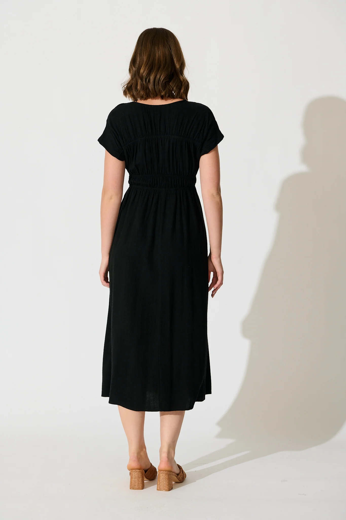 Ismaria Midi Dress in Black Linen Blend - Image 4
