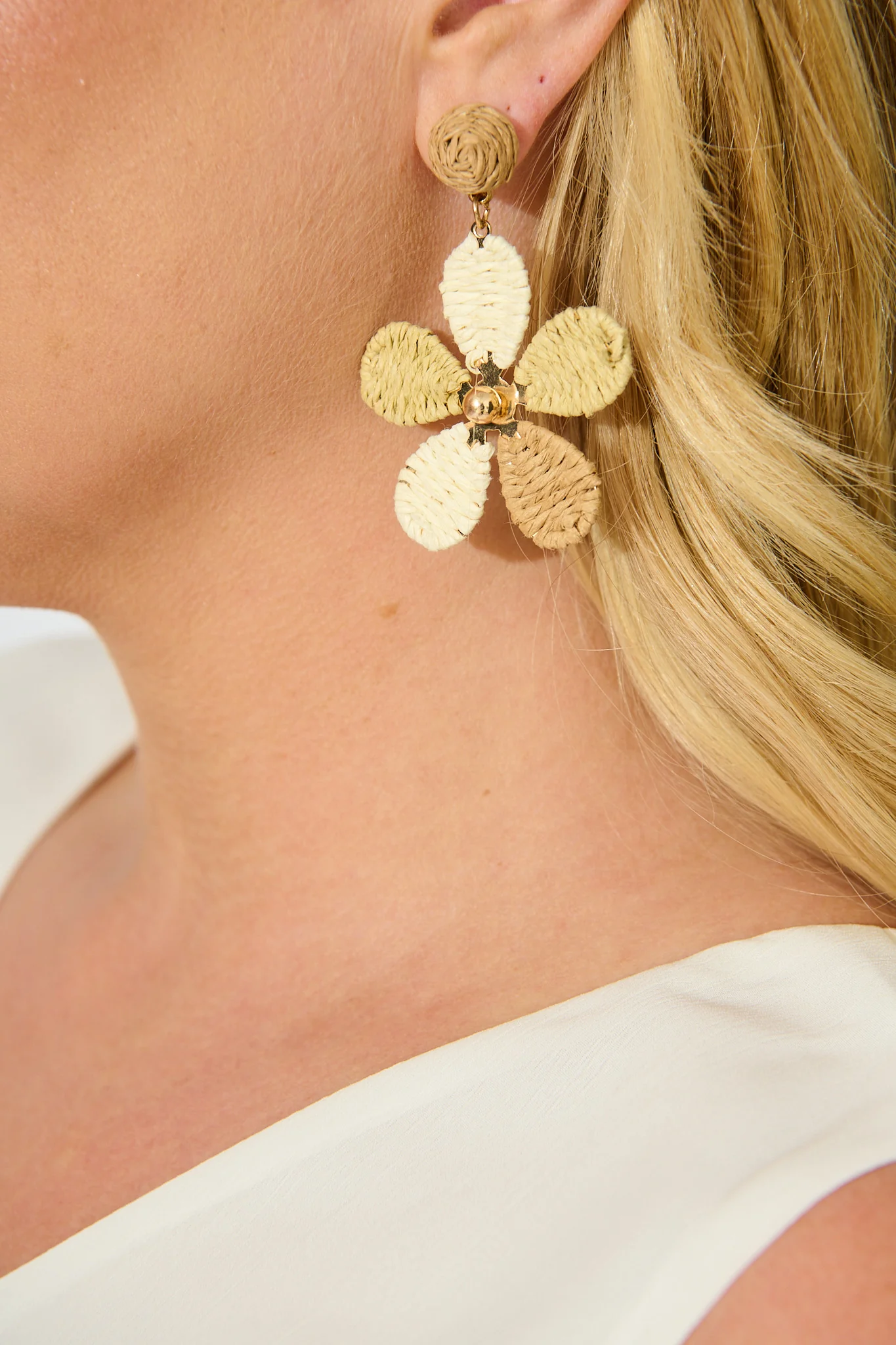 Isolde Drop Earrings in Multi Brown Raffia - Image 6