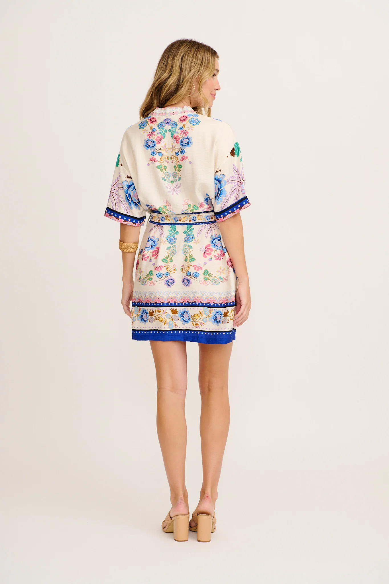 Ivie Dress in Cream and Multi Floral Linen Blend - Image 4