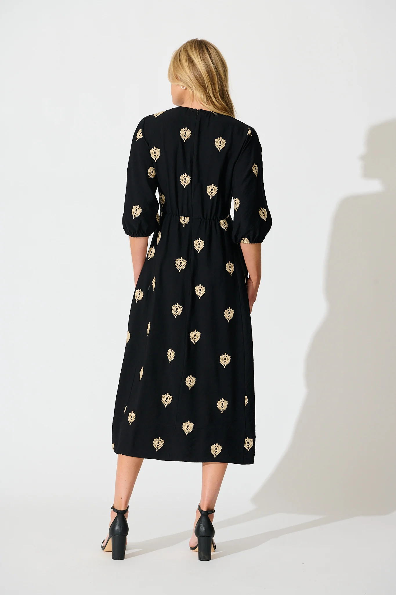 Janelle Midi Dress in Black Embroidery - Image 4
