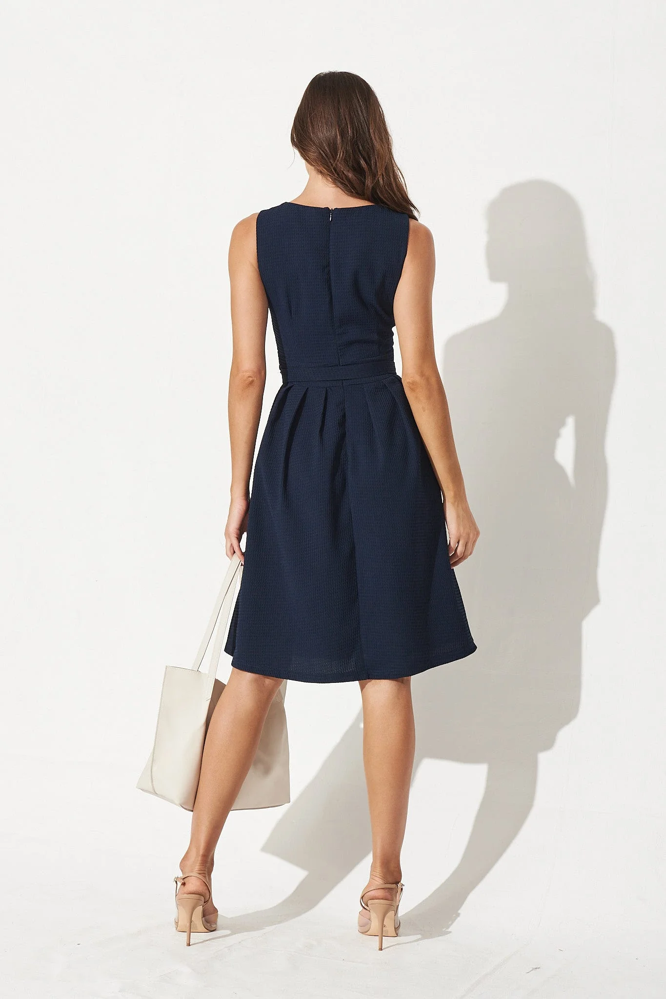 Jardin Dress In Textured Navy - Image 4