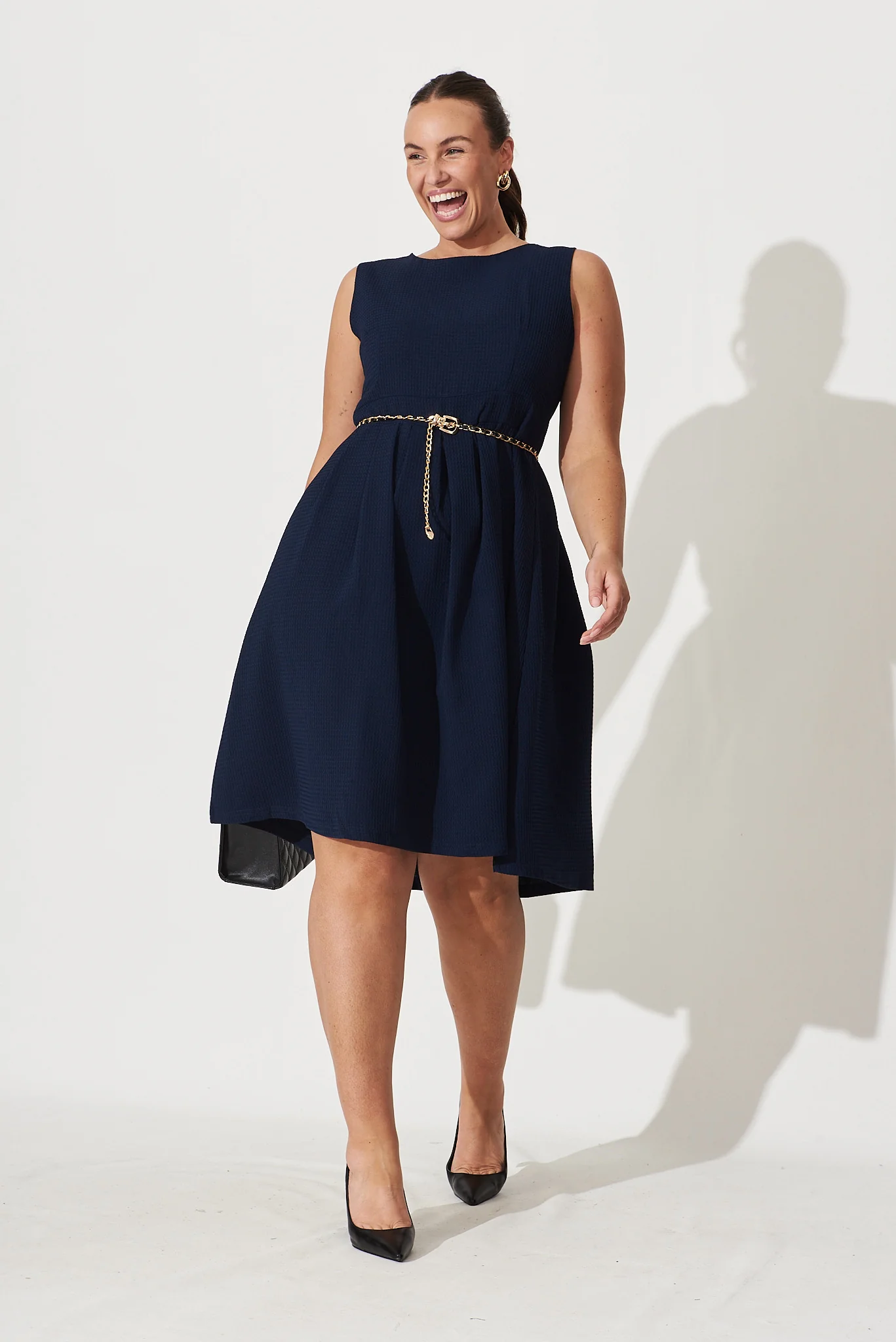 Jardin Dress In Textured Navy - Image 7