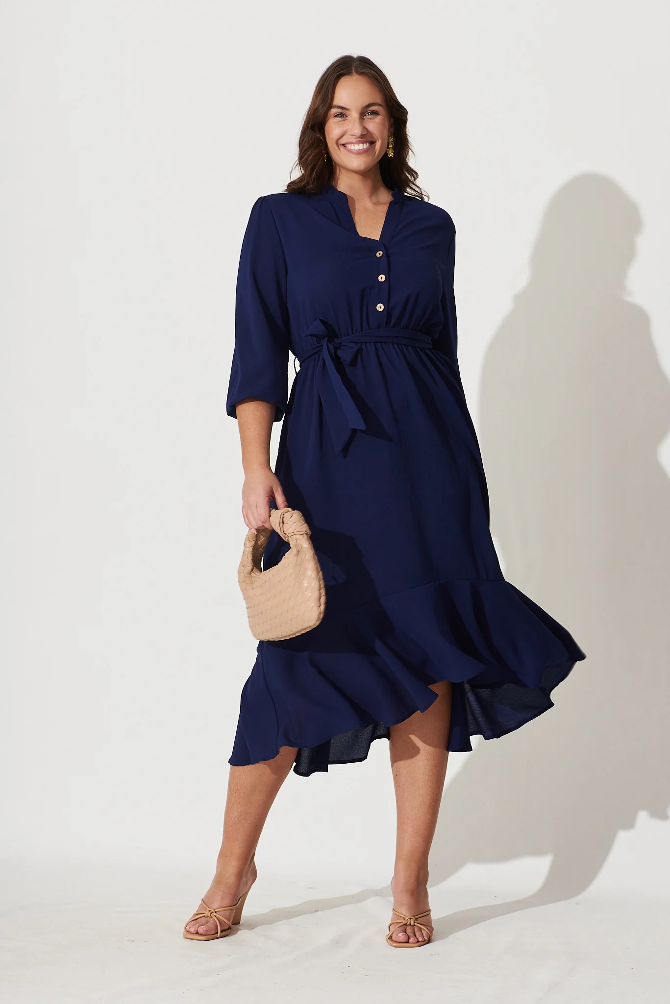 Jemimah Midi Dress In Navy - Image 7
