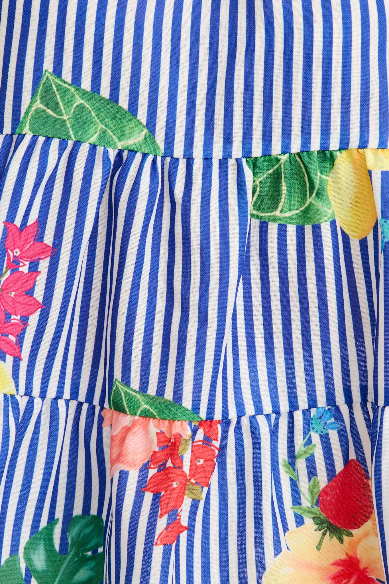 Jemma Off Shoulder Top in Blue Stripe Print Linen Blend - Image 12