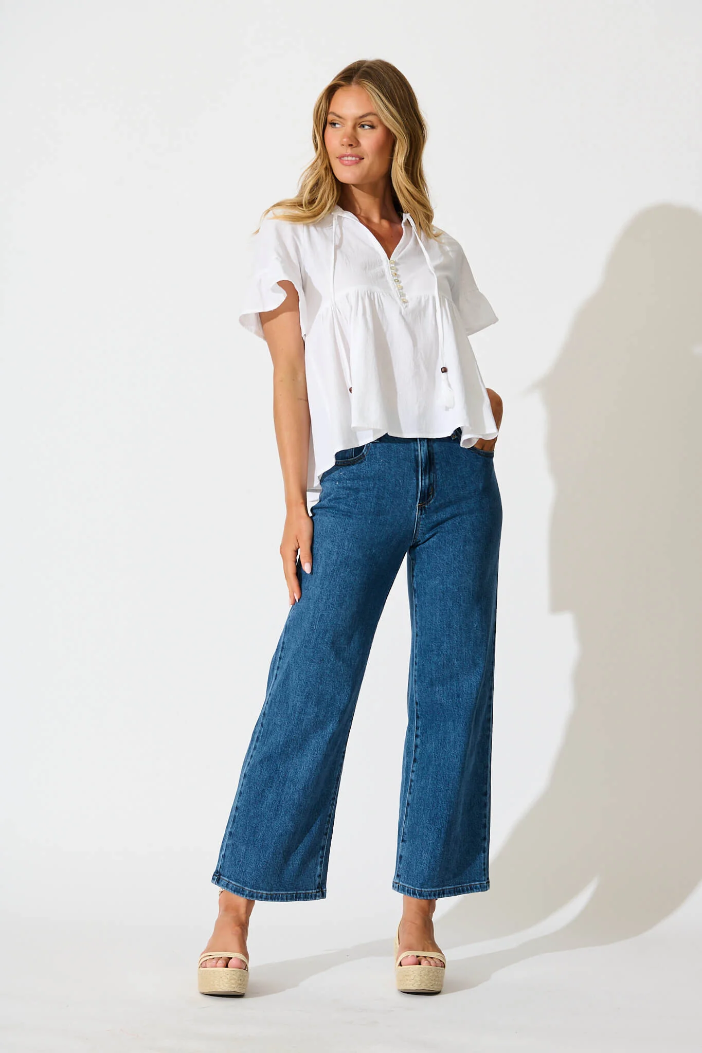 Jency Mid Rise Wide Leg Jean in Dark Blue Denim - Image 7