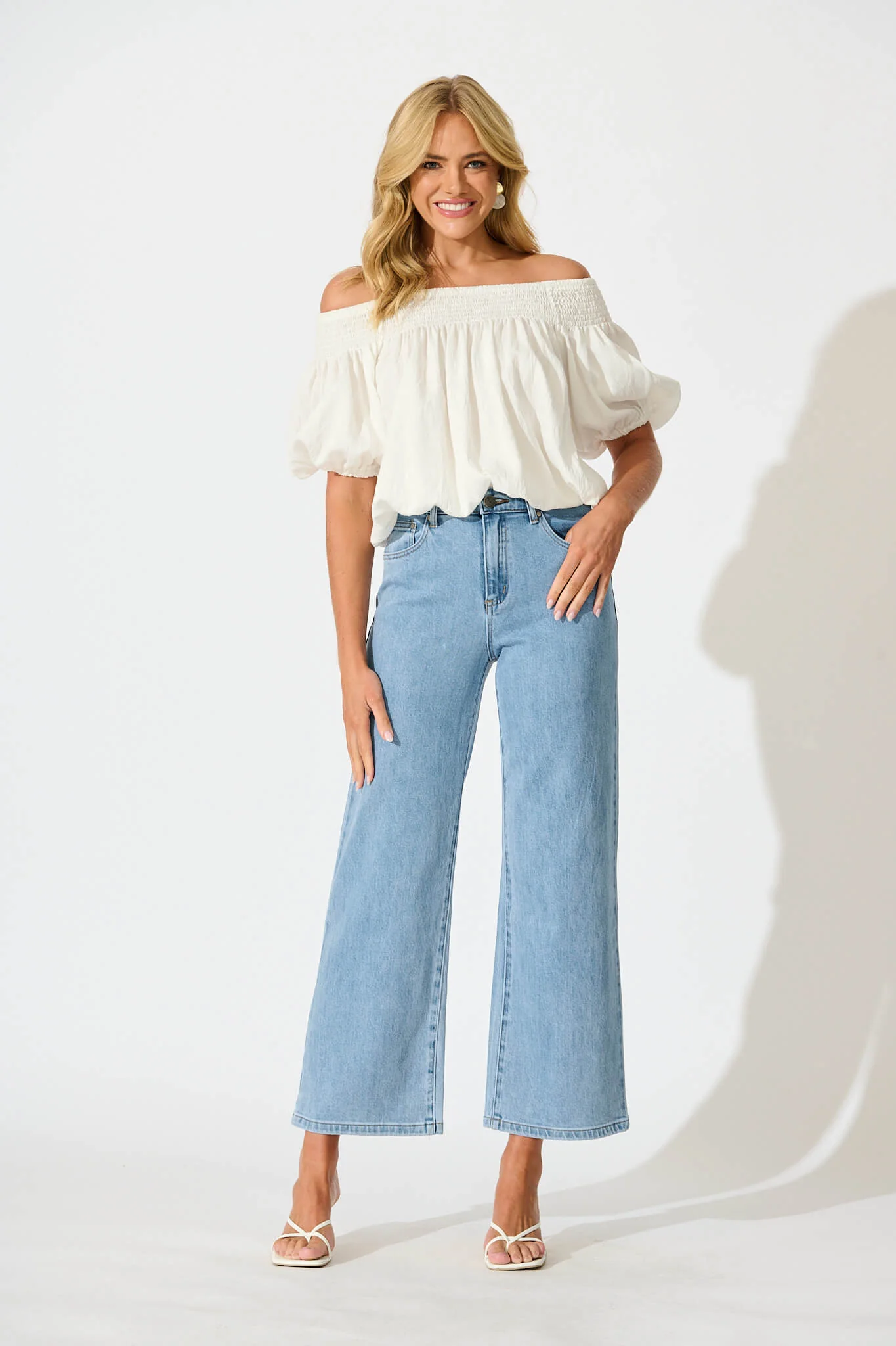 Jency Mid Rise Wide Leg Jean In Light Blue Denim - Image 7