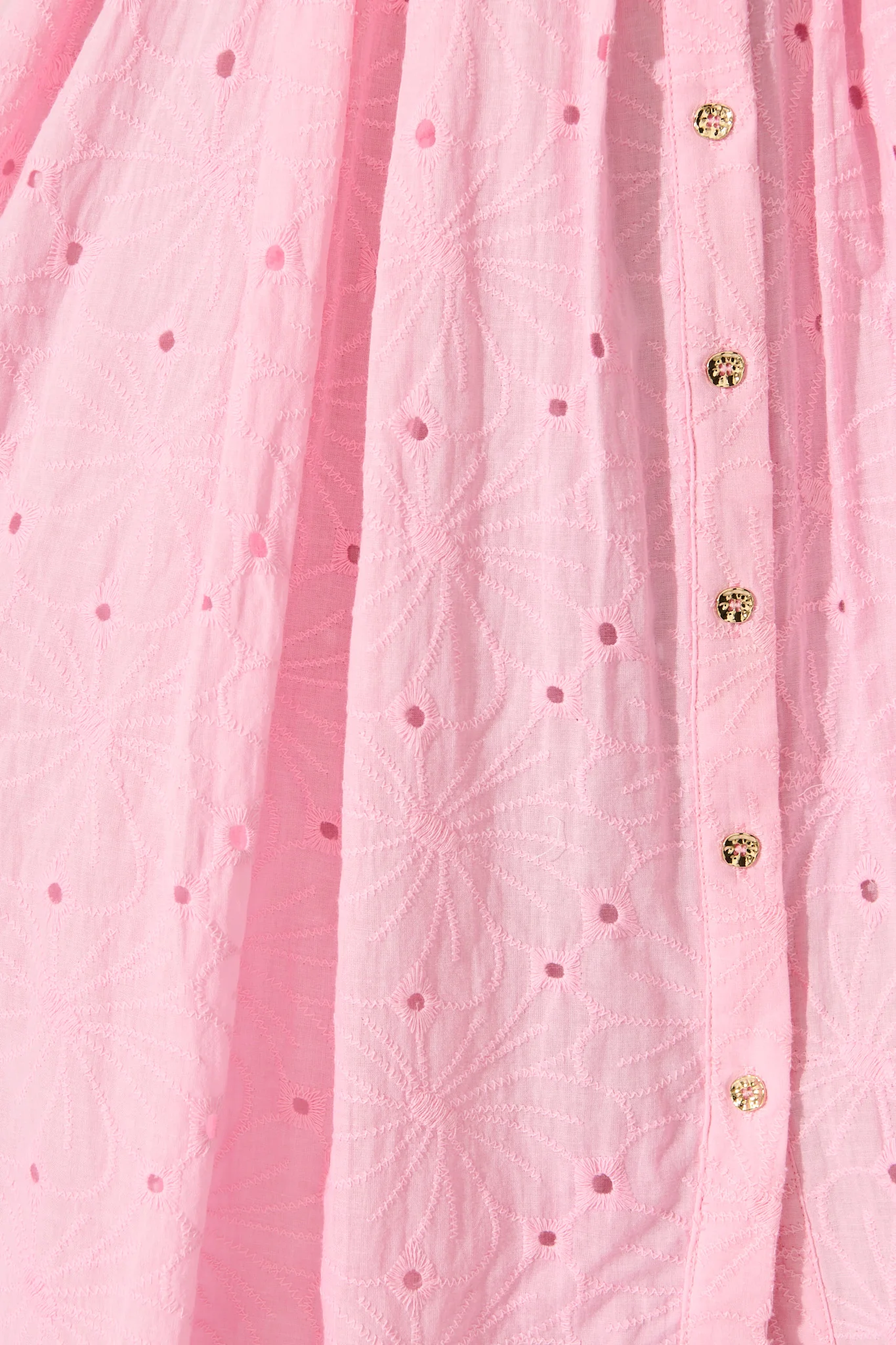Jepson Midi Shirt Dress in Pink Broderie Cotton - Image 6