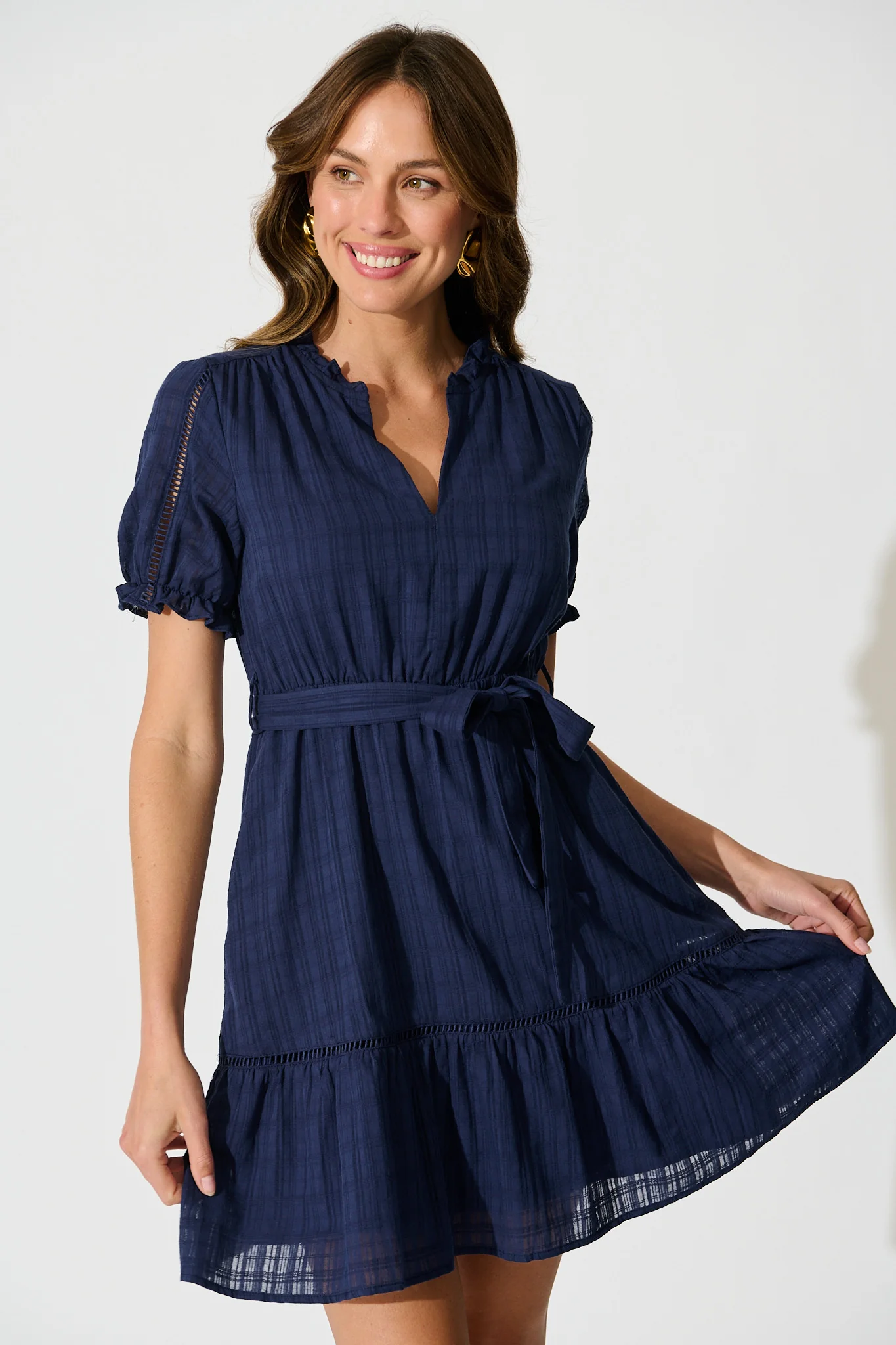 Jessalyn Dress In Navy Cotton - Image 2