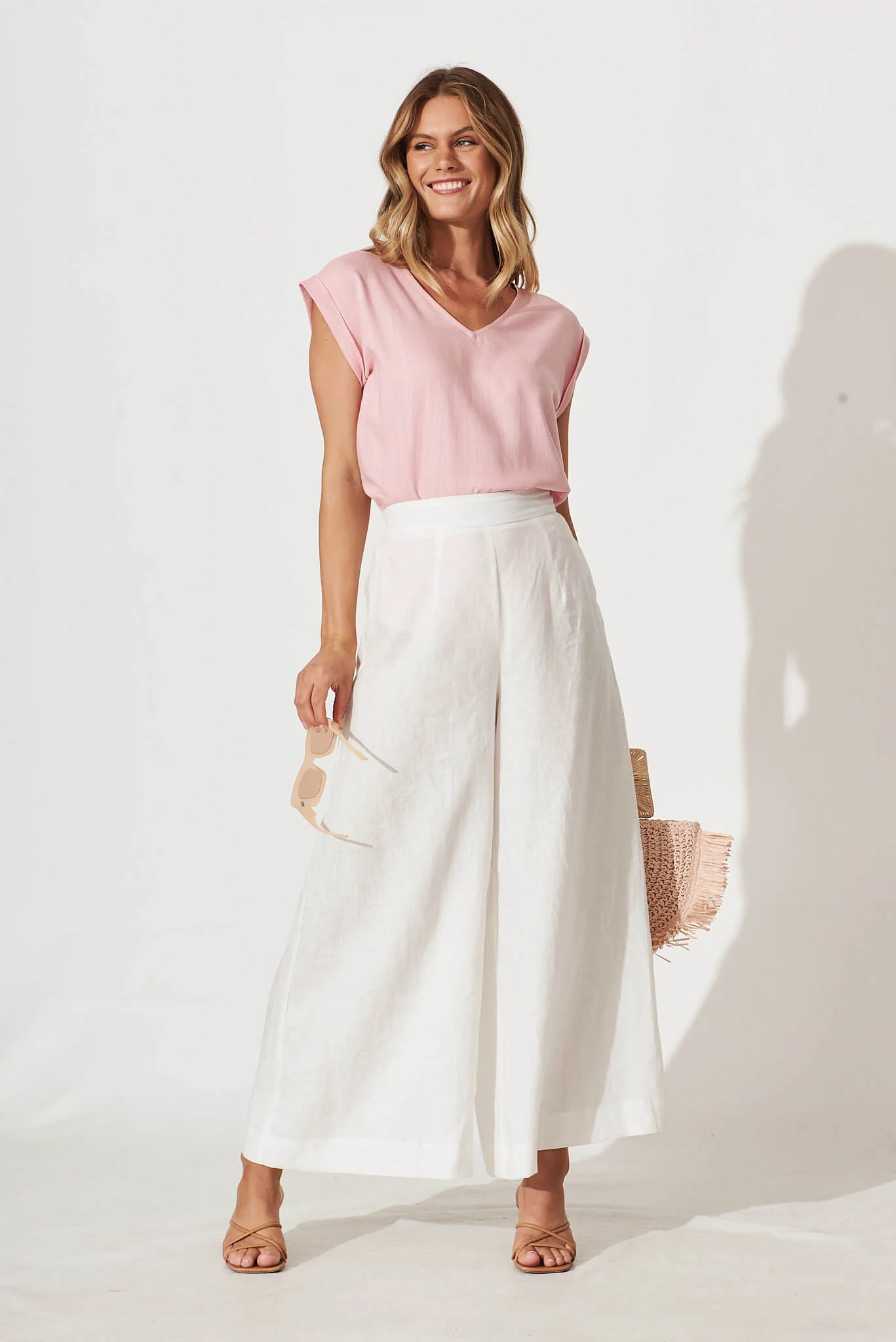 Jina Top In Blush Linen Blend - Image 4