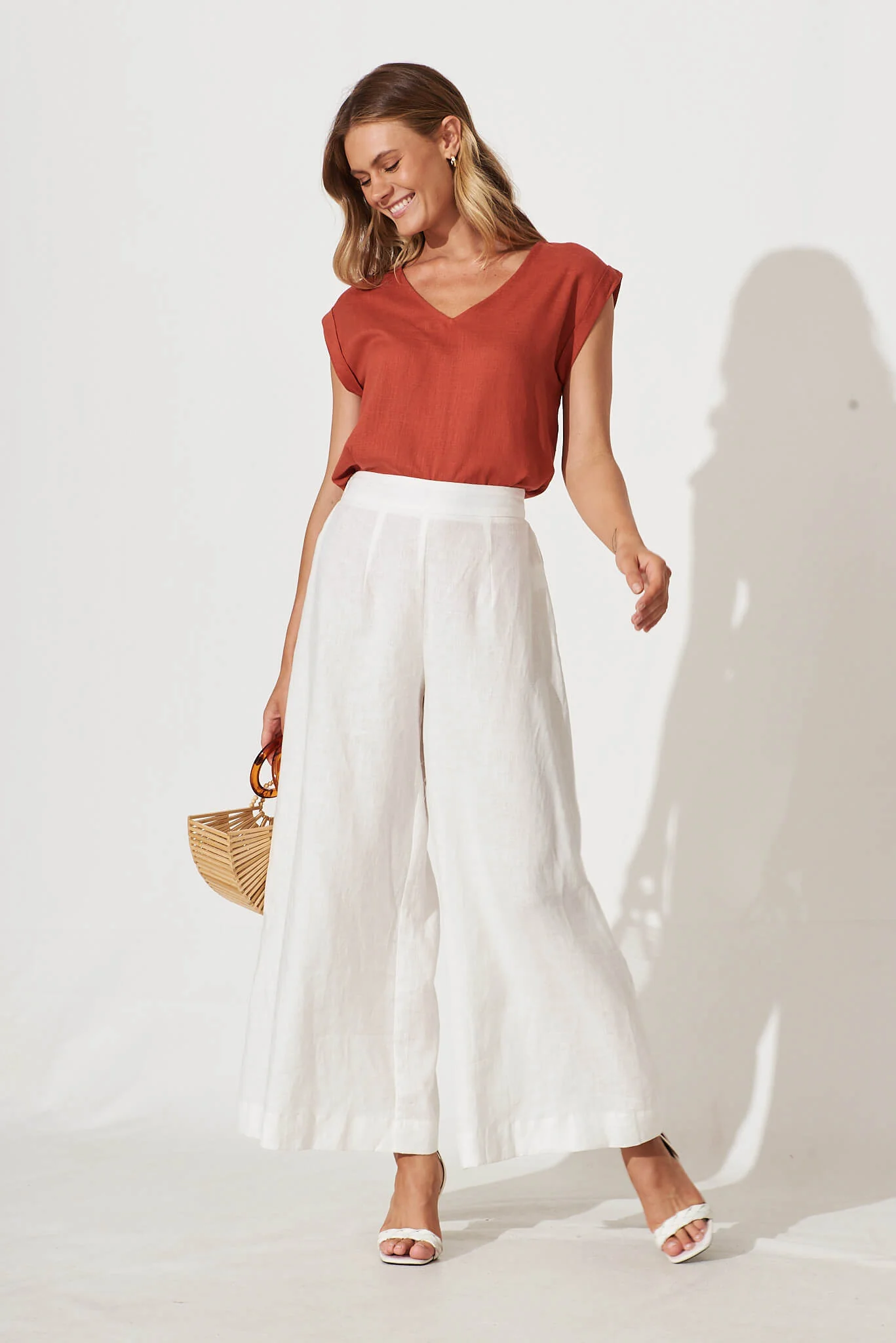 Jina Top In Rust Linen Blend - Image 4