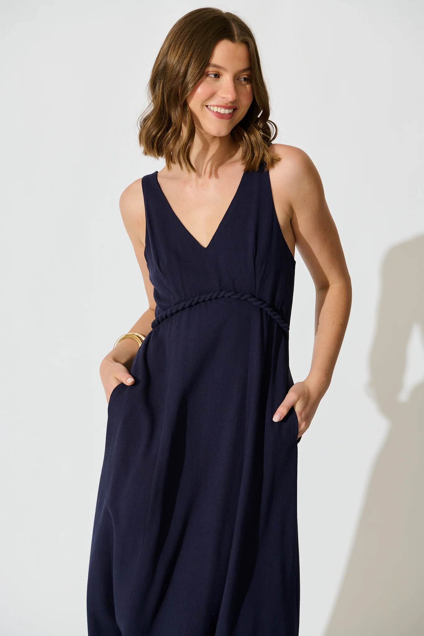 Jordie Midi Dress in Navy - Image 2