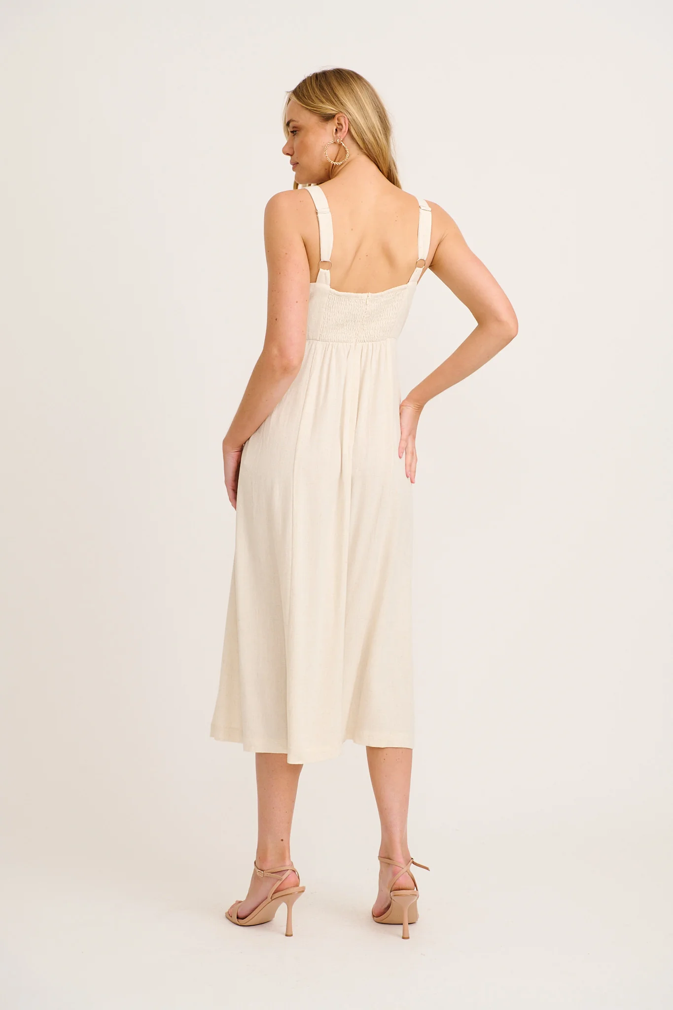 Jordie Midi Dress in Oatmeal - Image 4