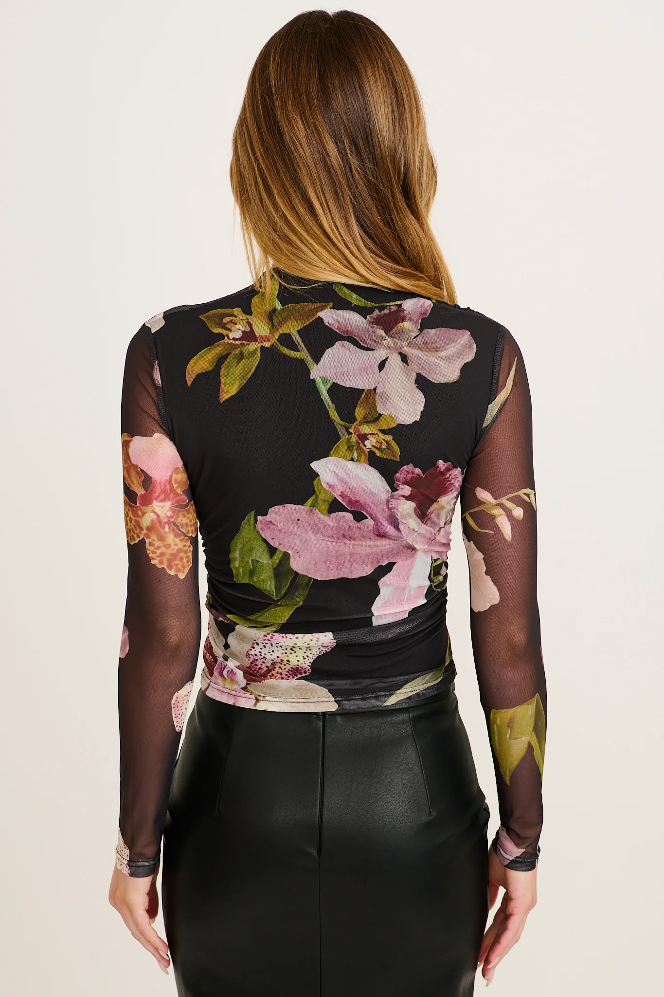 Jovi Top in Black Multi Floral Mesh - Image 3