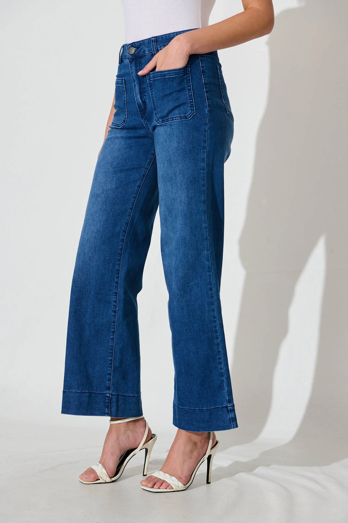 Juan High Rise Wide Leg Jean In Dark Blue Denim - Image 4