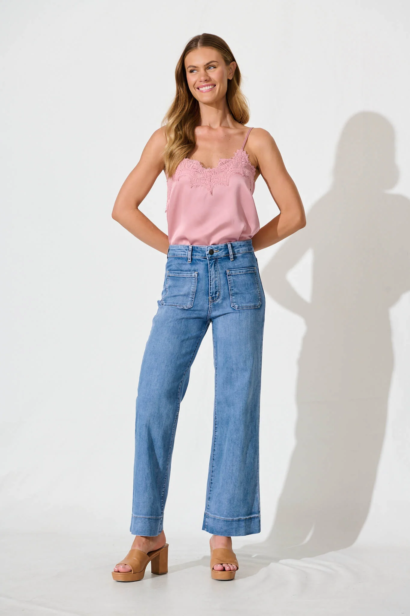 Juan High Rise Wide Leg Jean In Mid Blue Denim - Image 2