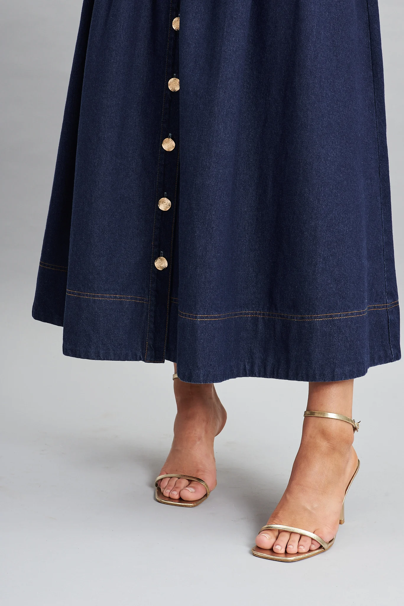 Judith Maxi Denim Skirt In Dark Blue - Image 5