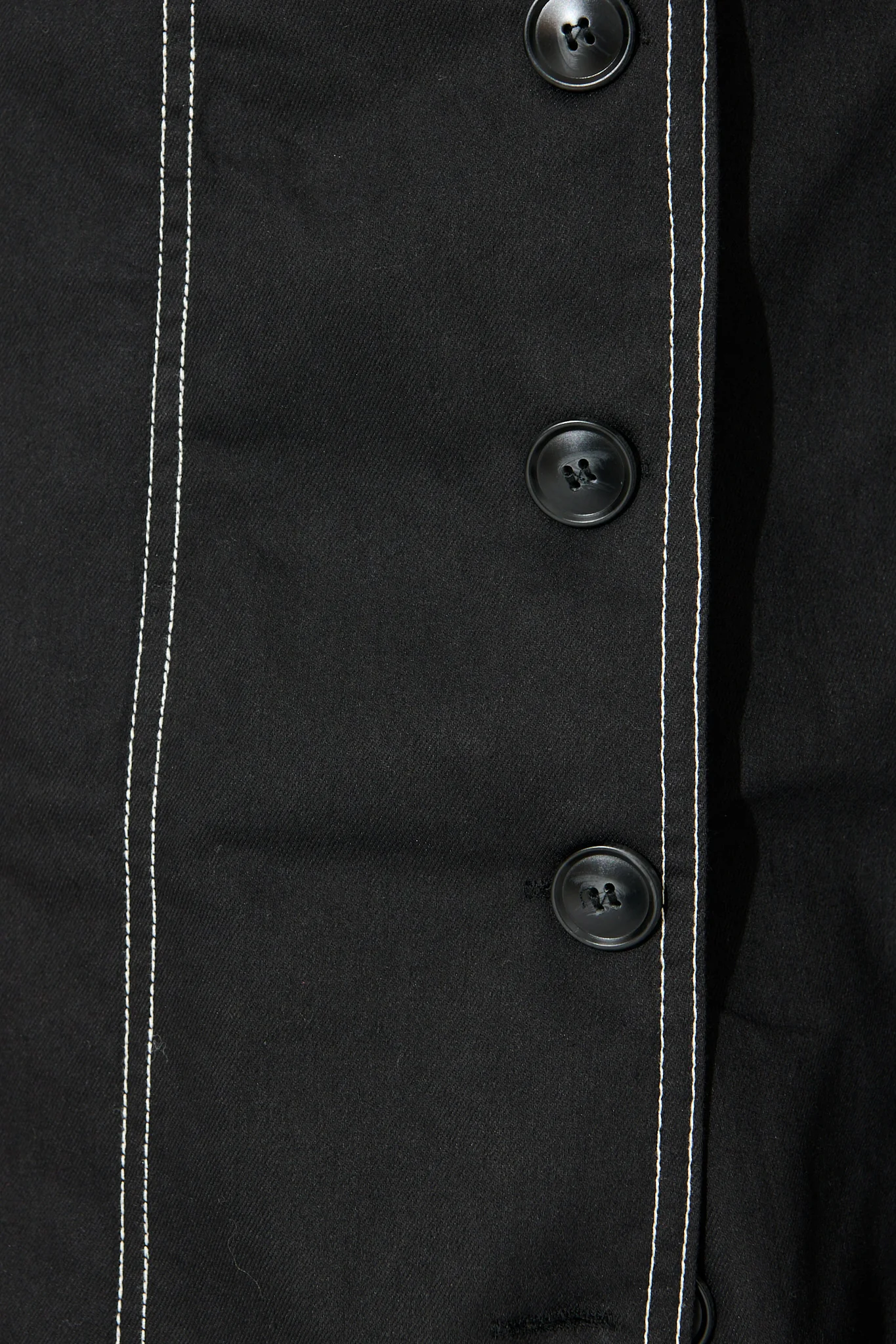 Jules Coat in Black with Contrast Stitch Cotton Blend - Image 7