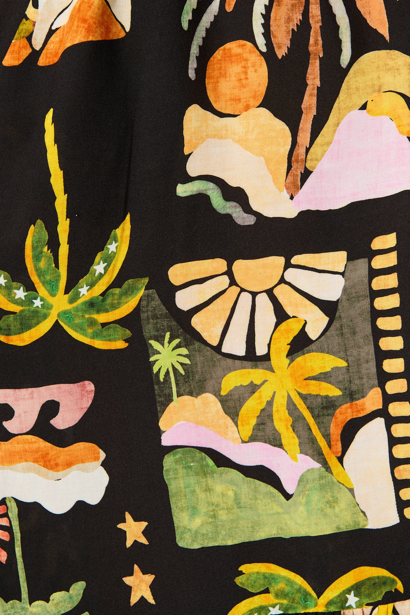 Juliana Midi Shirt Dress in Black with Multi Palm Tree Print - Image 6